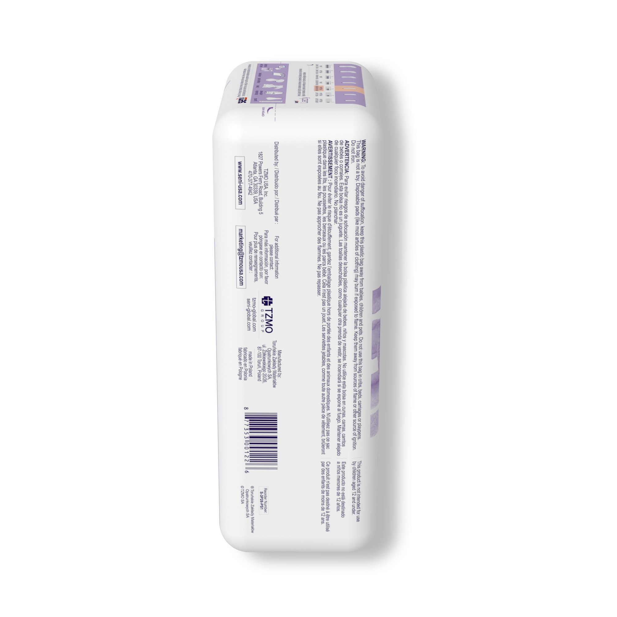 TZMO USA Inc S-3P28-PS1 - Seni® Lady Moderate Absorbency Bladder Control Pads, Regular - 28/Pack, 168/Case