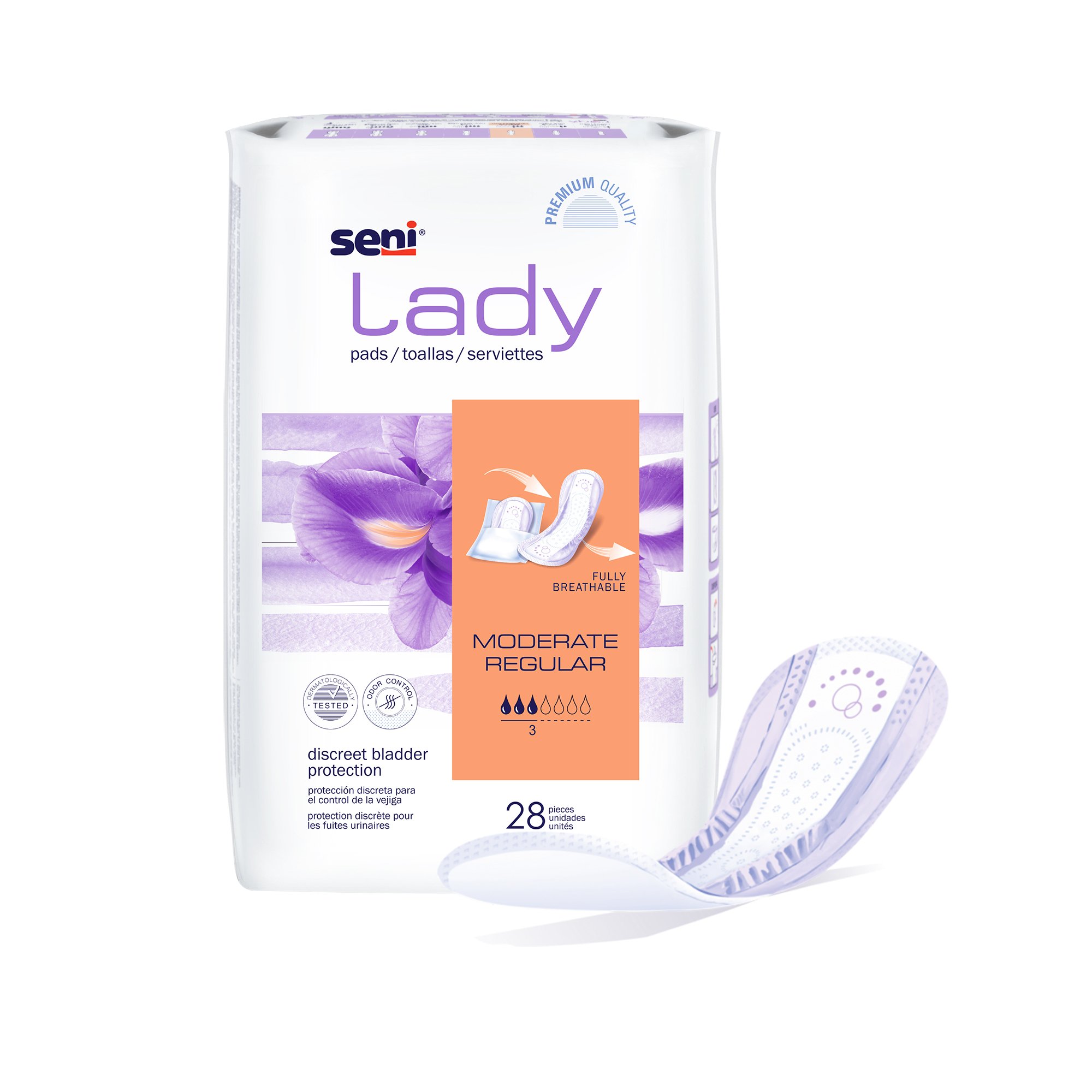 TZMO USA Inc S-3P28-PS1 - Seni® Lady Moderate Absorbency Bladder Control Pads, Regular - 28/Pack, 168/Case