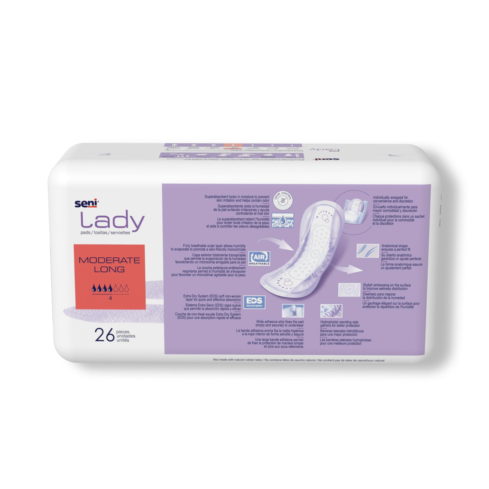 TZMO USA Inc S-4P26-PS1 - Seni® Lady Moderate Absorbency Bladder Control Pads, Long - 26/Pack, 156/Case