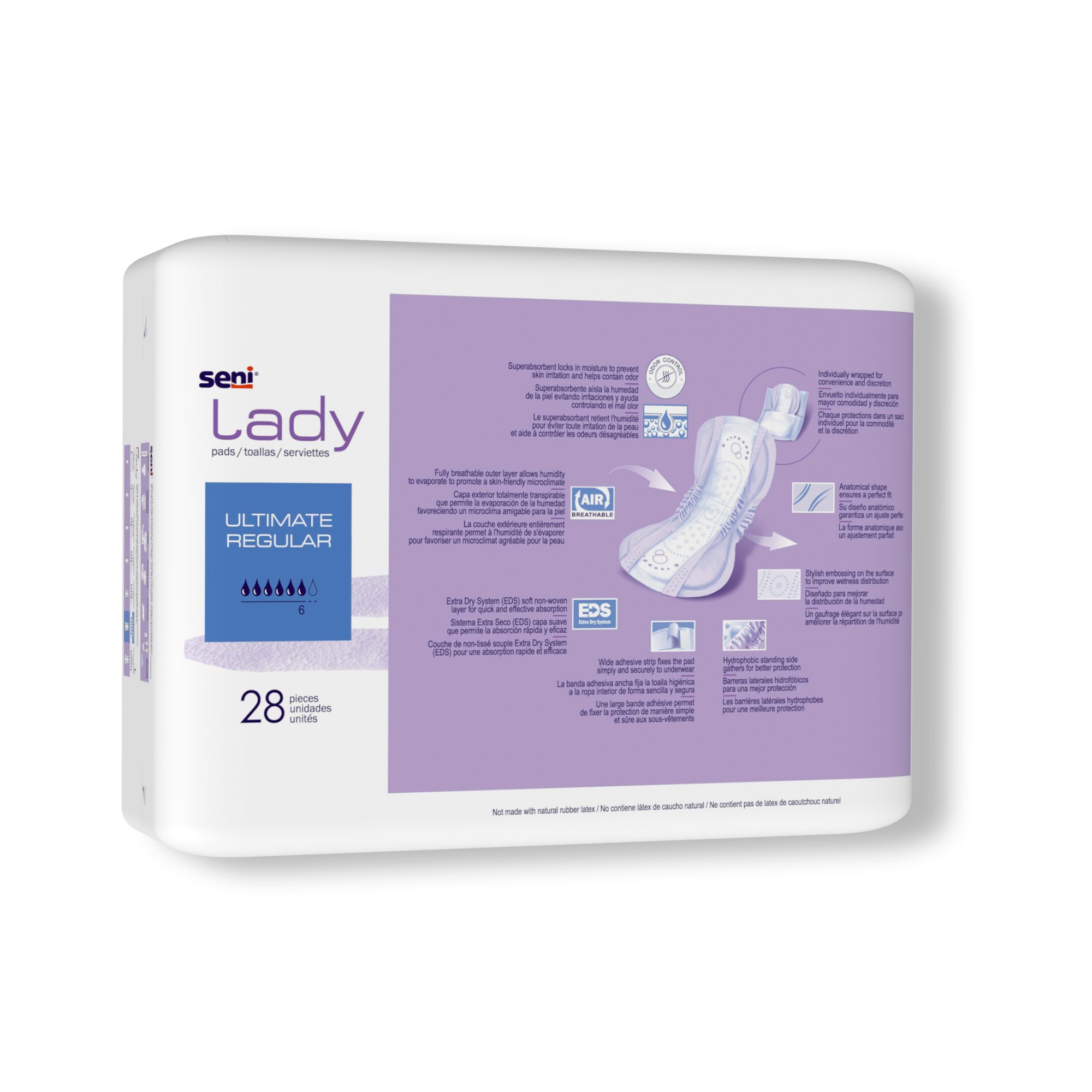 TZMO USA Inc S-6P28-PS1 - Seni® Lady Ultimate Absorbency Bladder Control Pads, Regular - 28/Pack, 224/Case