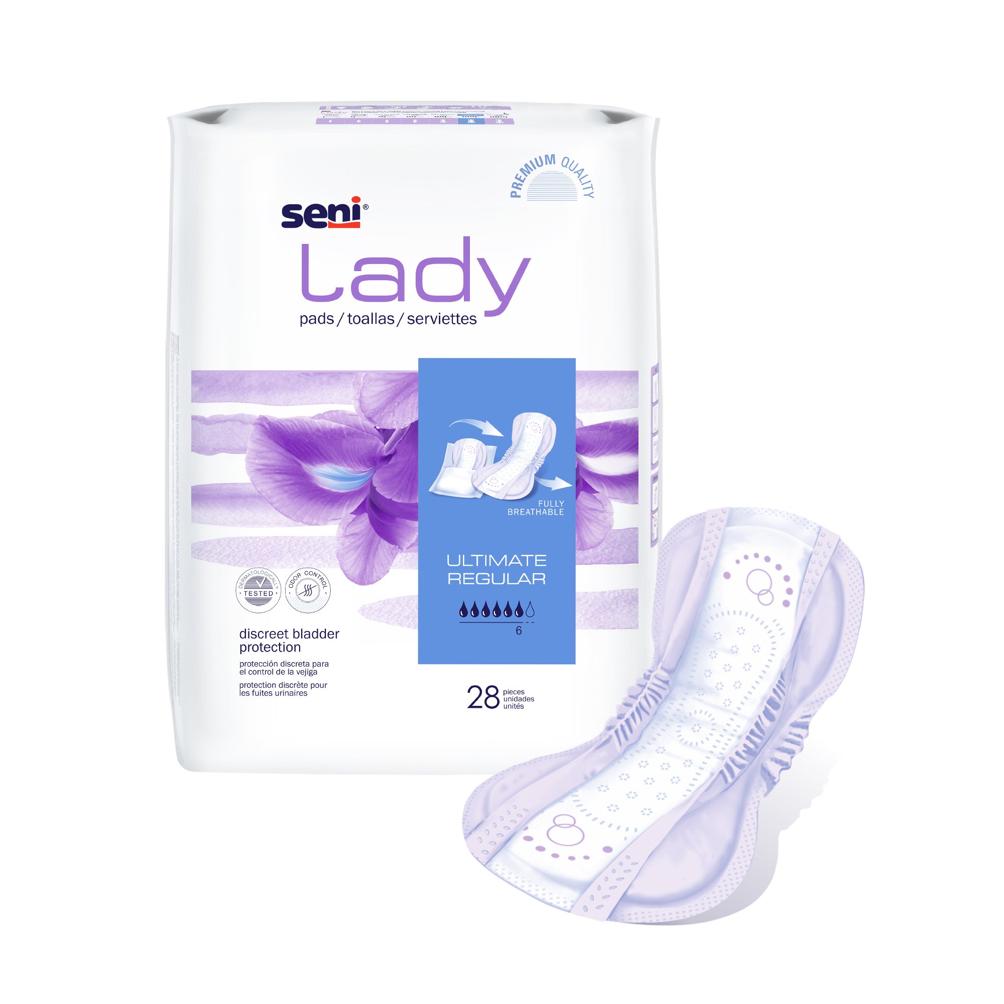 TZMO USA Inc S-6P28-PS1 - Seni® Lady Ultimate Absorbency Bladder Control Pads, Regular - 28/Pack, 224/Case