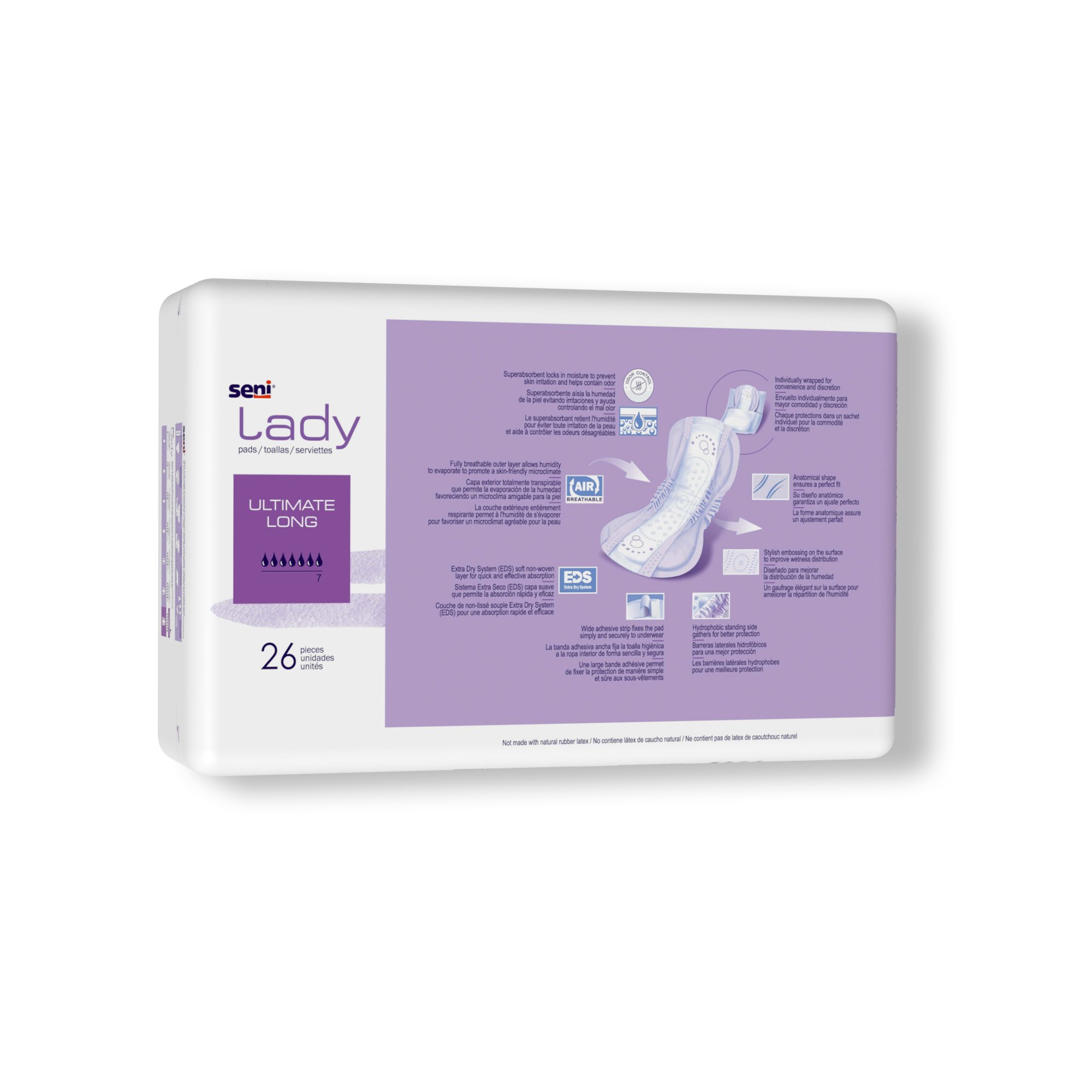 TZMO USA Inc S-7P26-PS1 - Seni® Lady Ultimate Absorbency Bladder Control Pads, Long - 26/Pack, 208/Case