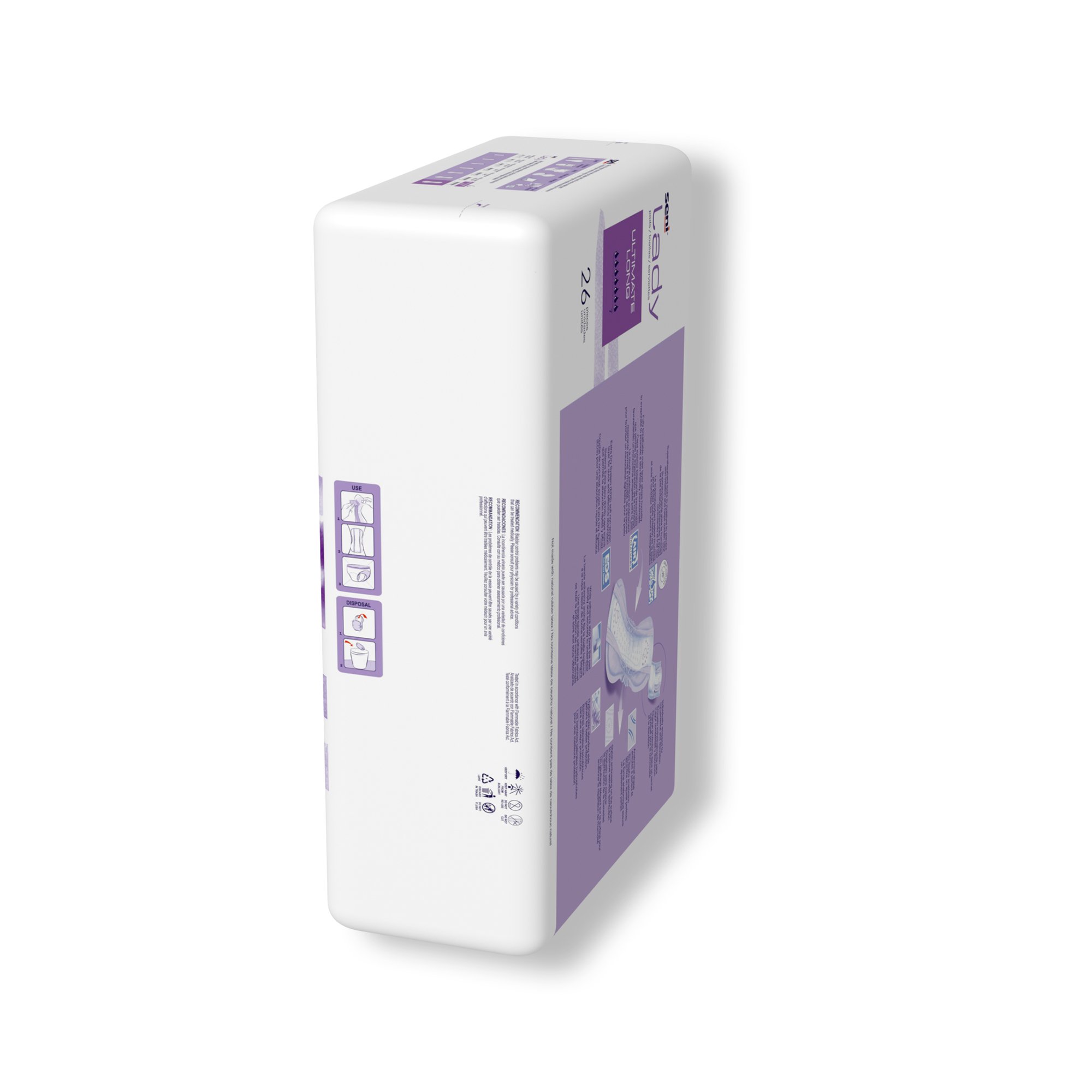 TZMO USA Inc S-7P26-PS1 - Seni® Lady Ultimate Absorbency Bladder Control Pads, Long - 26/Pack, 208/Case