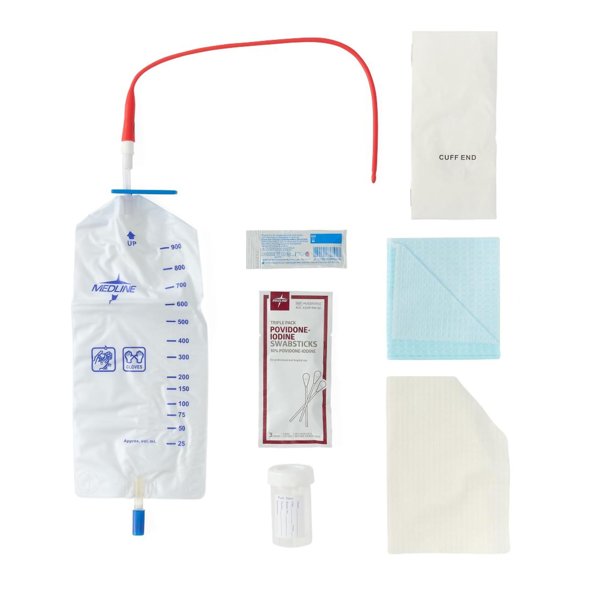 Medline - DYND10407 Intermittent Catheter Tray Medline 15 Fr. Red Rubber