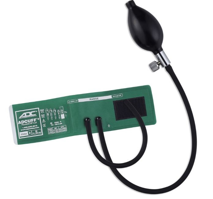 American Diagnostic Corp - 8651-9CGR Reusable Blood Pressure Cuff with Inflation System Adcuff™ 13 to 19.5 cm Arm Nylon Cuff Small Adult Cuff