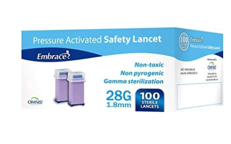 Omnis Health SHN02GX21.22 - Embrace® Finger Activated Safety Lancet, 21 Gauge - 100/Box, 1000/Case