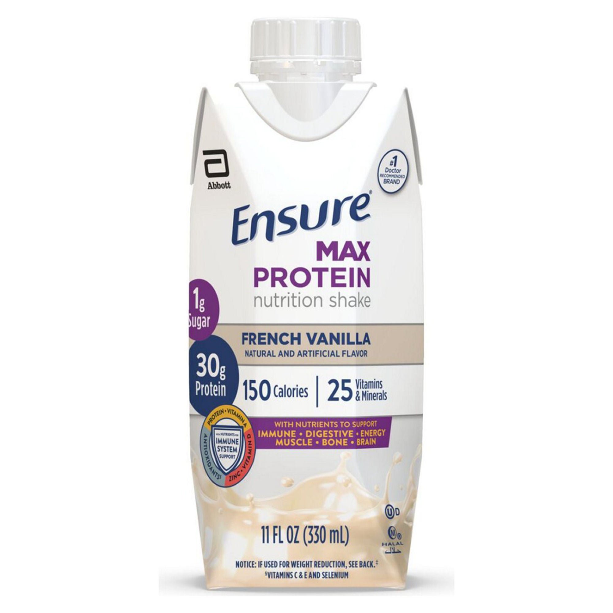 Abbott Nutrition - 67724 Oral Supplement Ensure® Max Protein Nutrition Shake French Vanilla Flavor Liquid 11 oz. Reclosable Carton