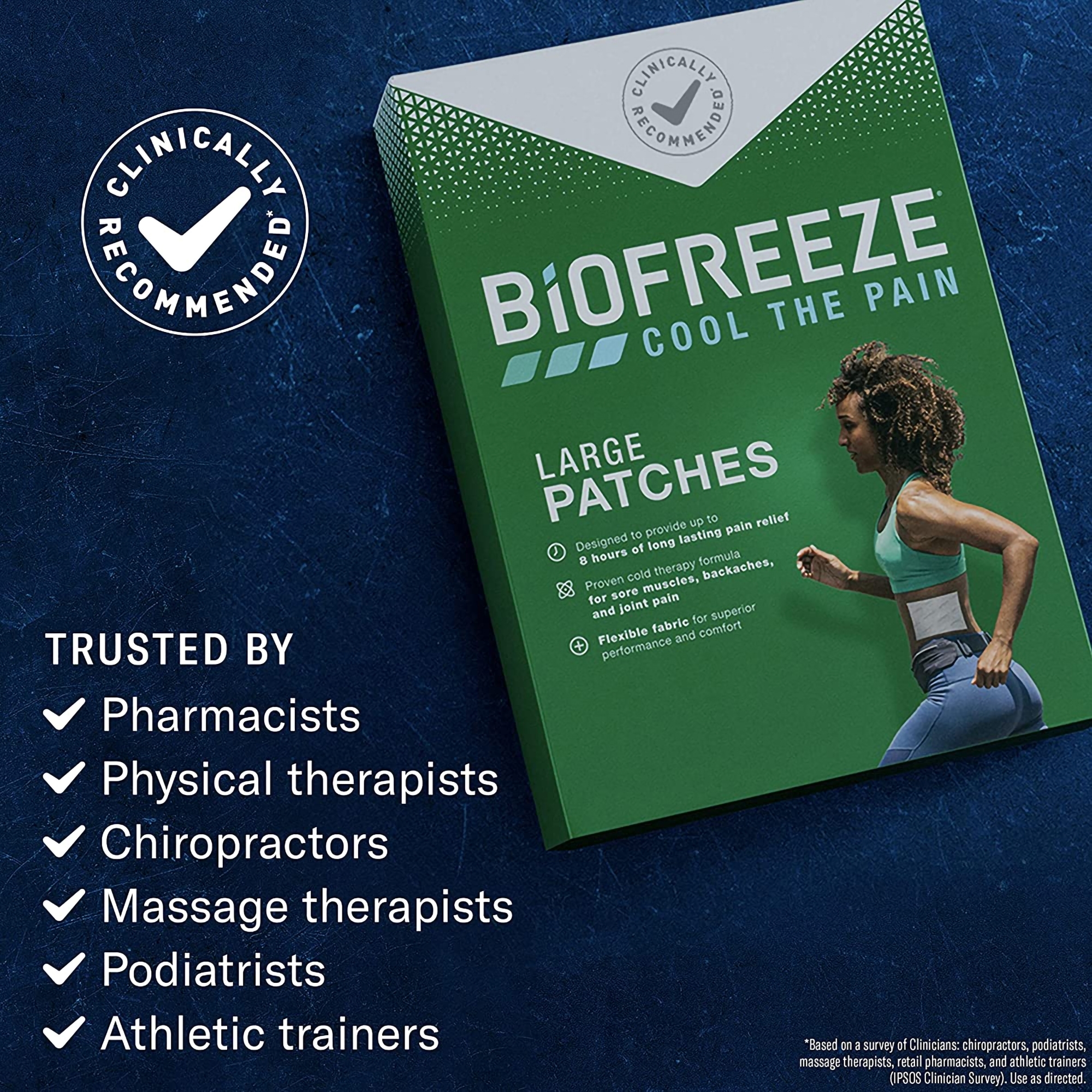 Boxout LLC RKT3210136 - Biofreeze® Menthol Pain Relief Patches, Large - 5/Box, 120/Case