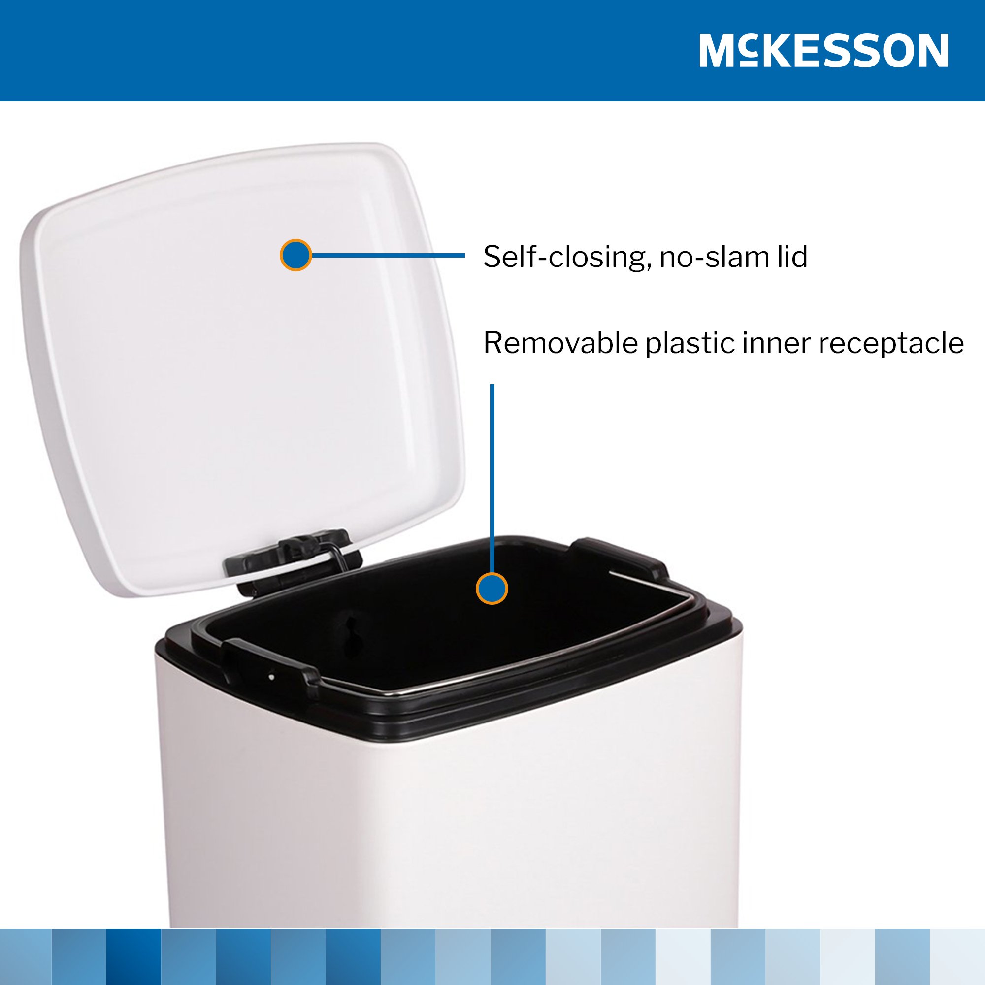 McKesson Brand 16-35266 - McKesson White Square Step-On Trash Can, 8 gallon - 1/Each, 1/Case