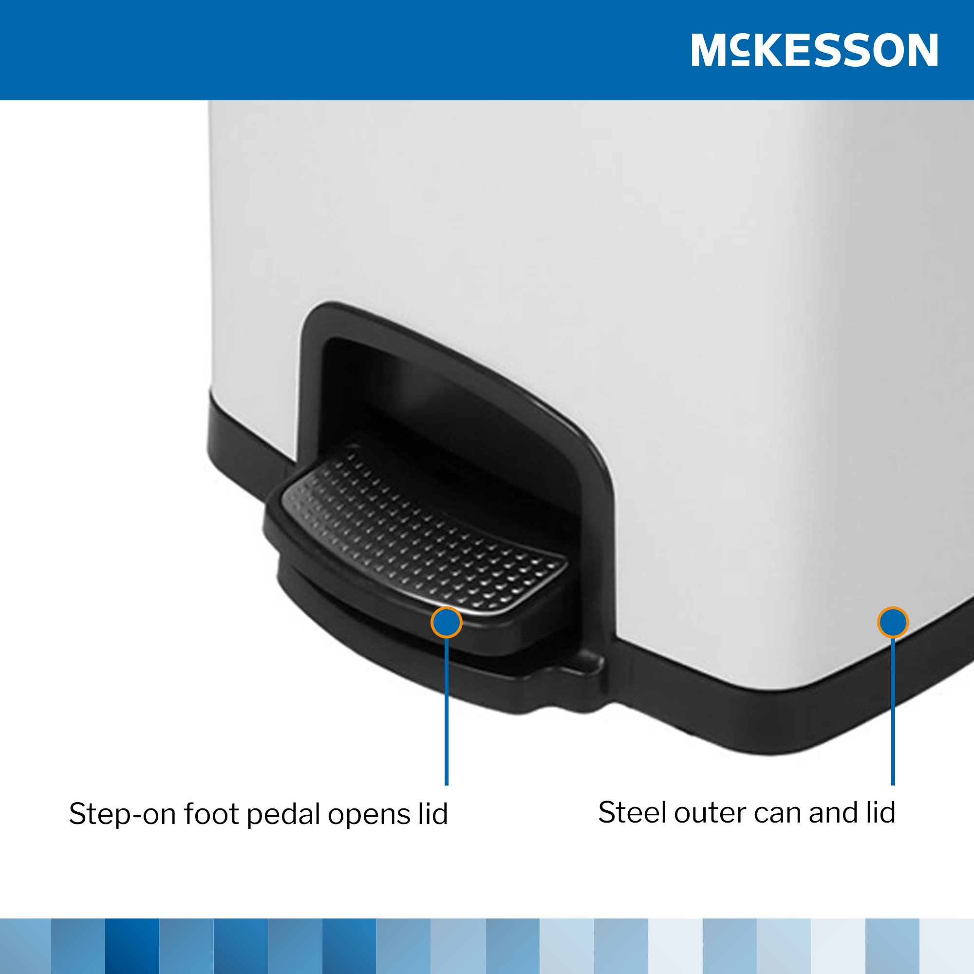McKesson Brand 16-35266 - McKesson White Square Step-On Trash Can, 8 gallon - 1/Each, 1/Case