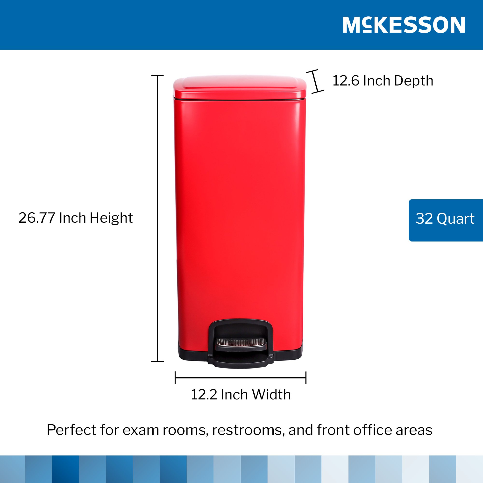 McKesson Brand 16-35267 - McKesson Red Square Step-On Trash Can, 8 gallon - 1/Each, 1/Case