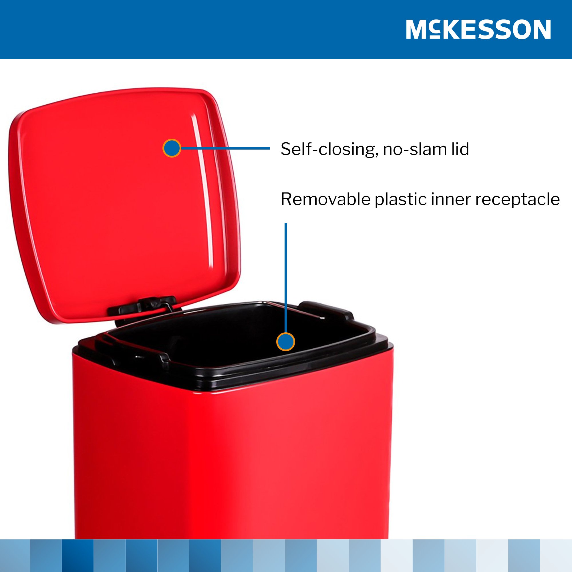 McKesson Brand 16-35267 - McKesson Red Square Step-On Trash Can, 8 gallon - 1/Each, 1/Case