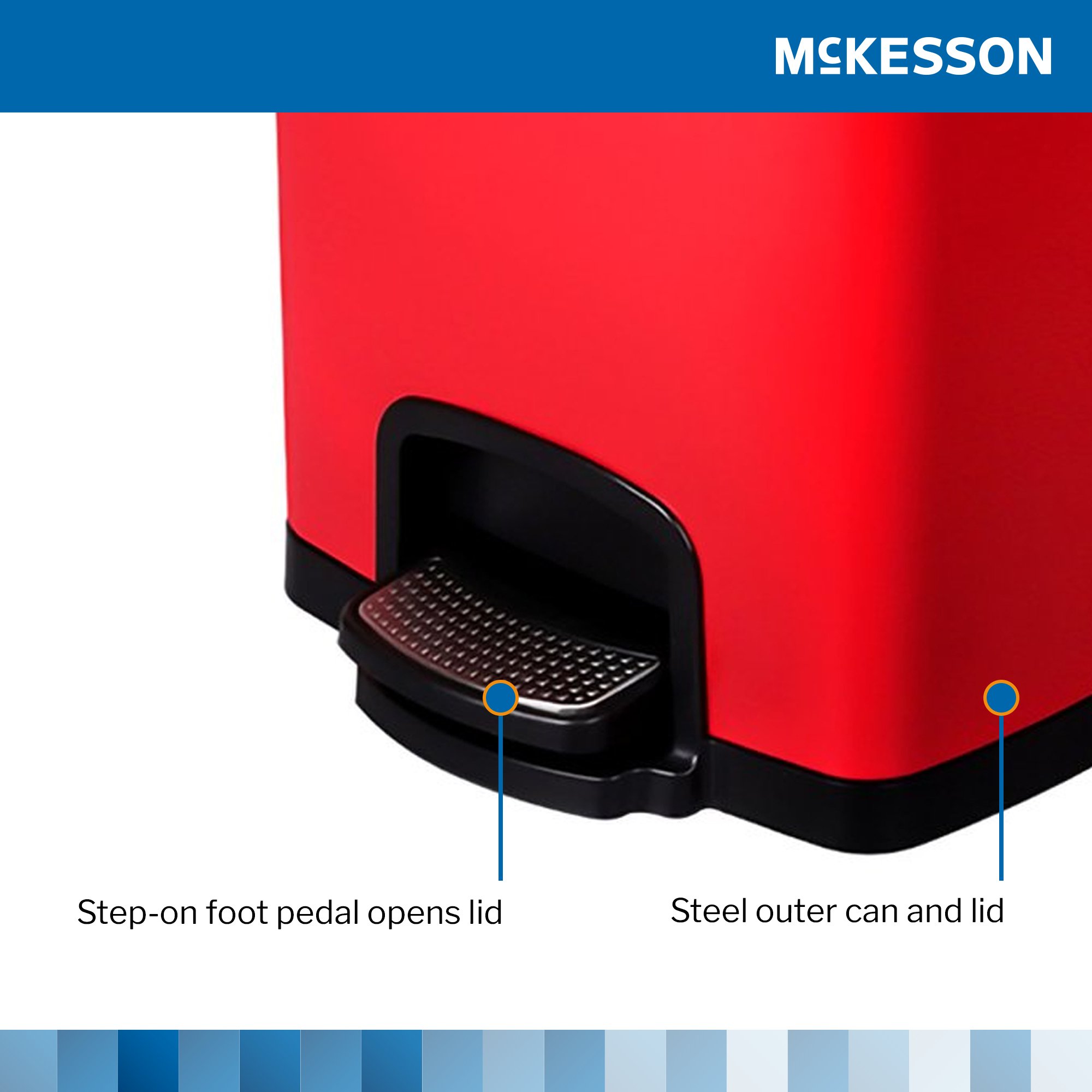 McKesson Brand 16-35267 - McKesson Red Square Step-On Trash Can, 8 gallon - 1/Each, 1/Case