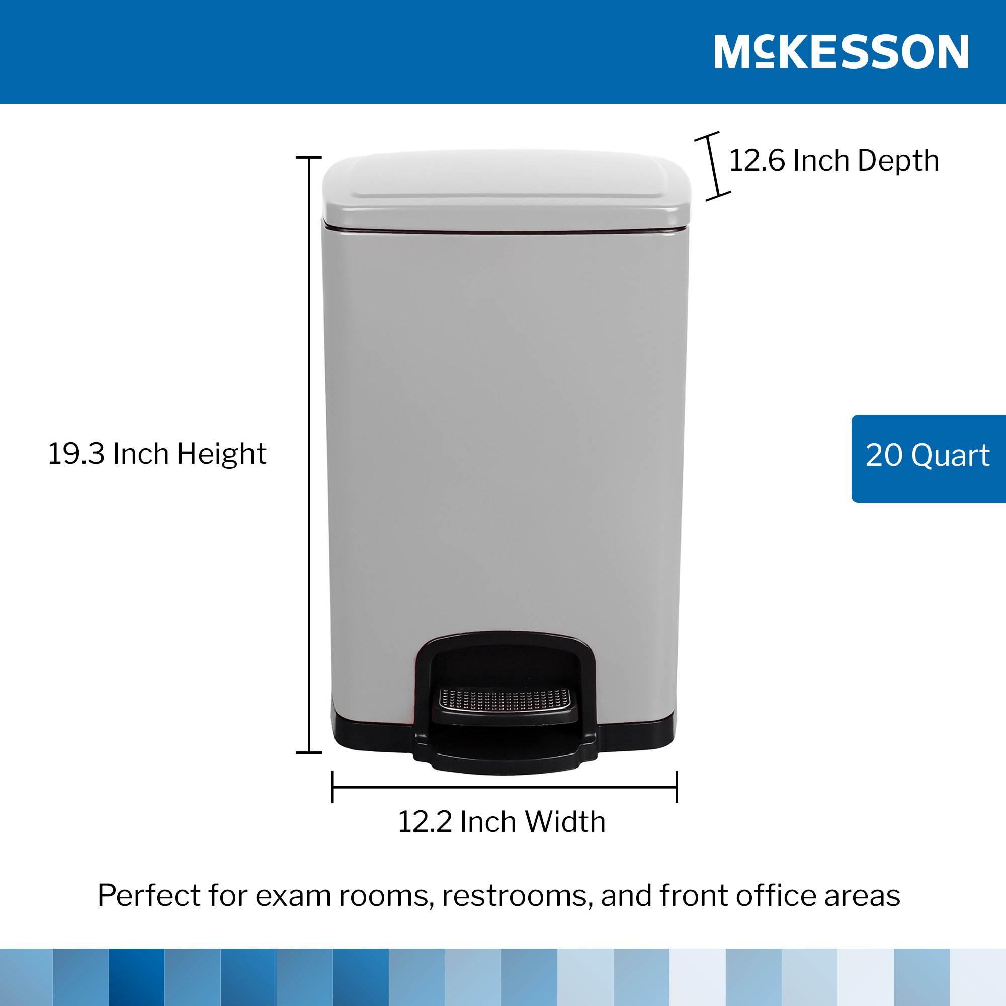 McKesson Brand 16-35269 - McKesson White Square Step-On Trash Can, 5 gallon - 1/Each, 1/Case