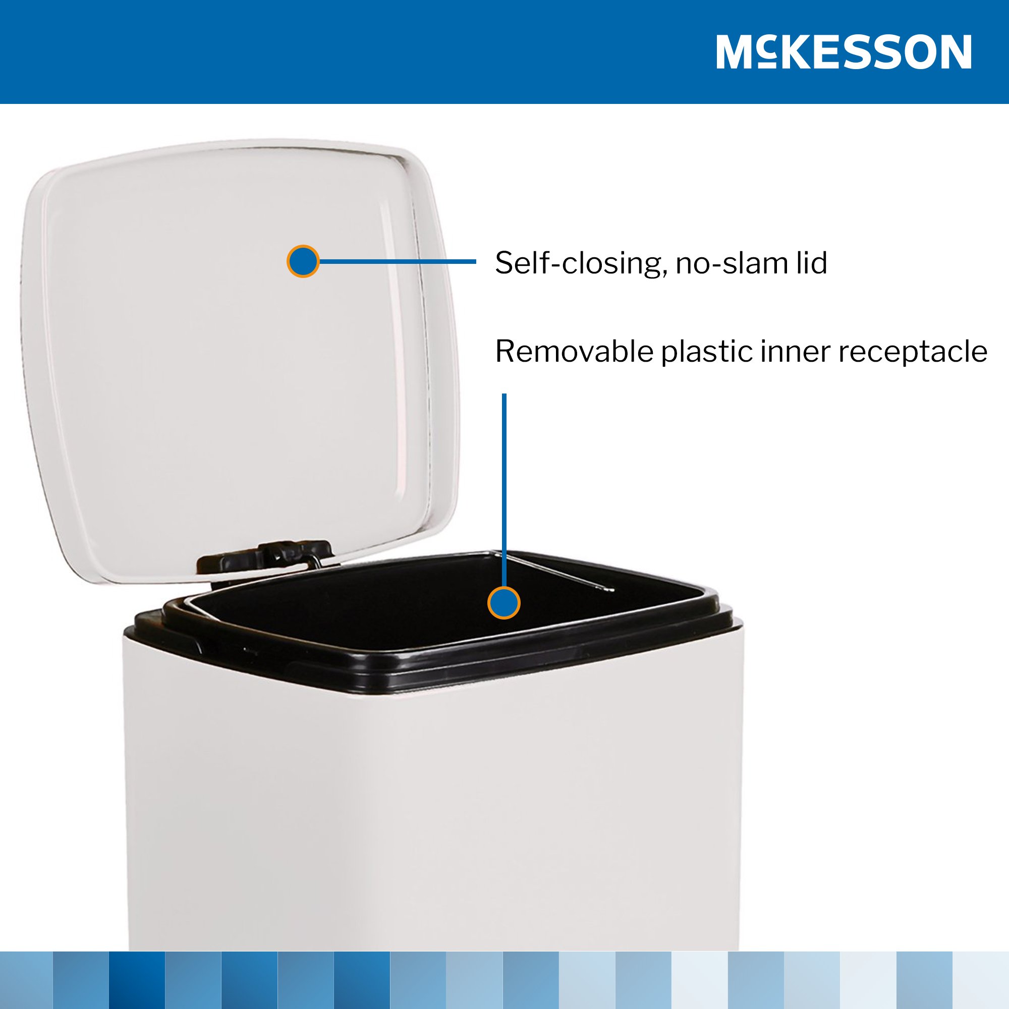 McKesson Brand 16-35269 - McKesson White Square Step-On Trash Can, 5 gallon - 1/Each, 1/Case