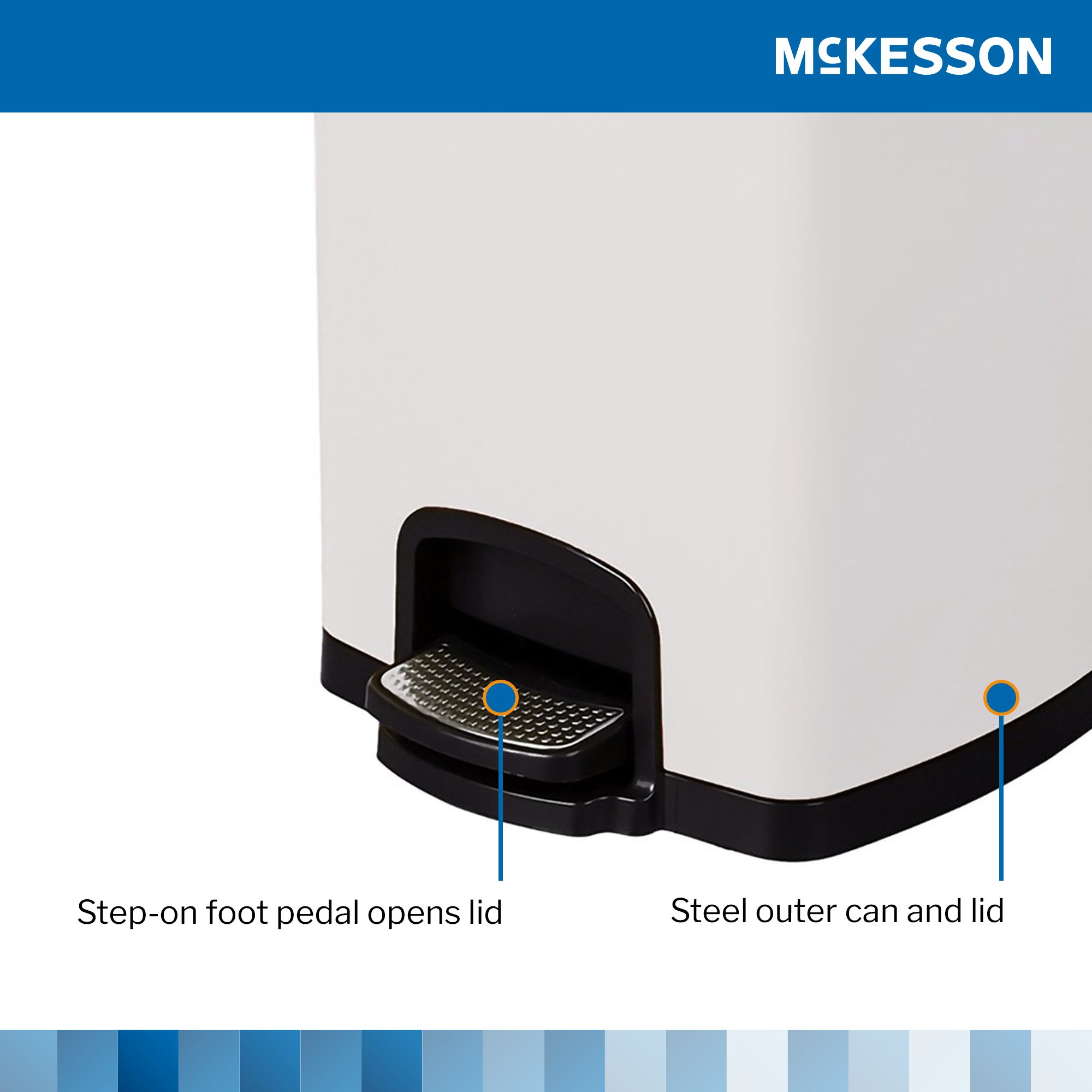 McKesson Brand 16-35269 - McKesson White Square Step-On Trash Can, 5 gallon - 1/Each, 1/Case