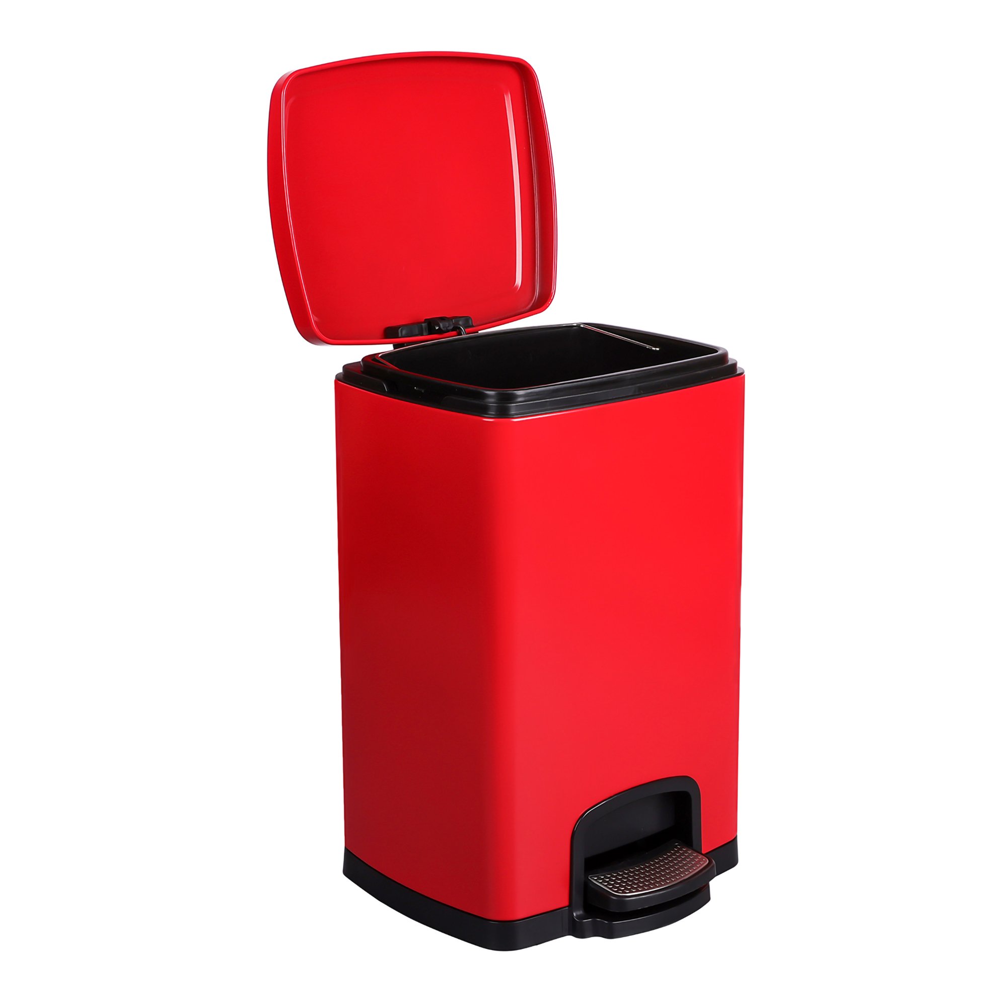 McKesson Brand 16-35270 - McKesson Trash Can with Plastic Liner, Square, Steel, Red, 5 Gallon - 1/Each, 1/Case