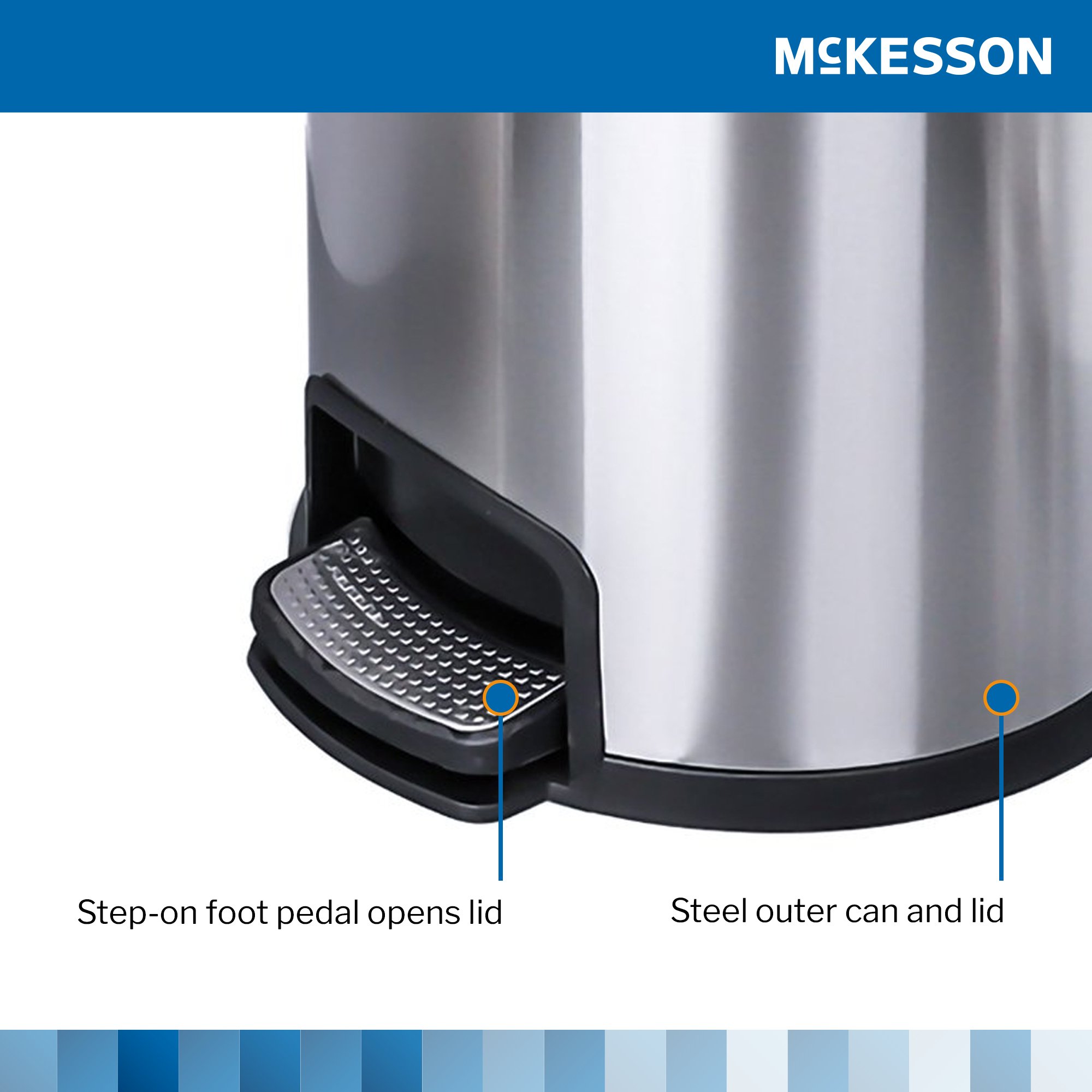 McKesson Brand 16-45269 - McKesson Trash Can, Stainless Steel, Round, 8 Gallons, 12 x 26.77 Inch - 1/Each, 1/Case