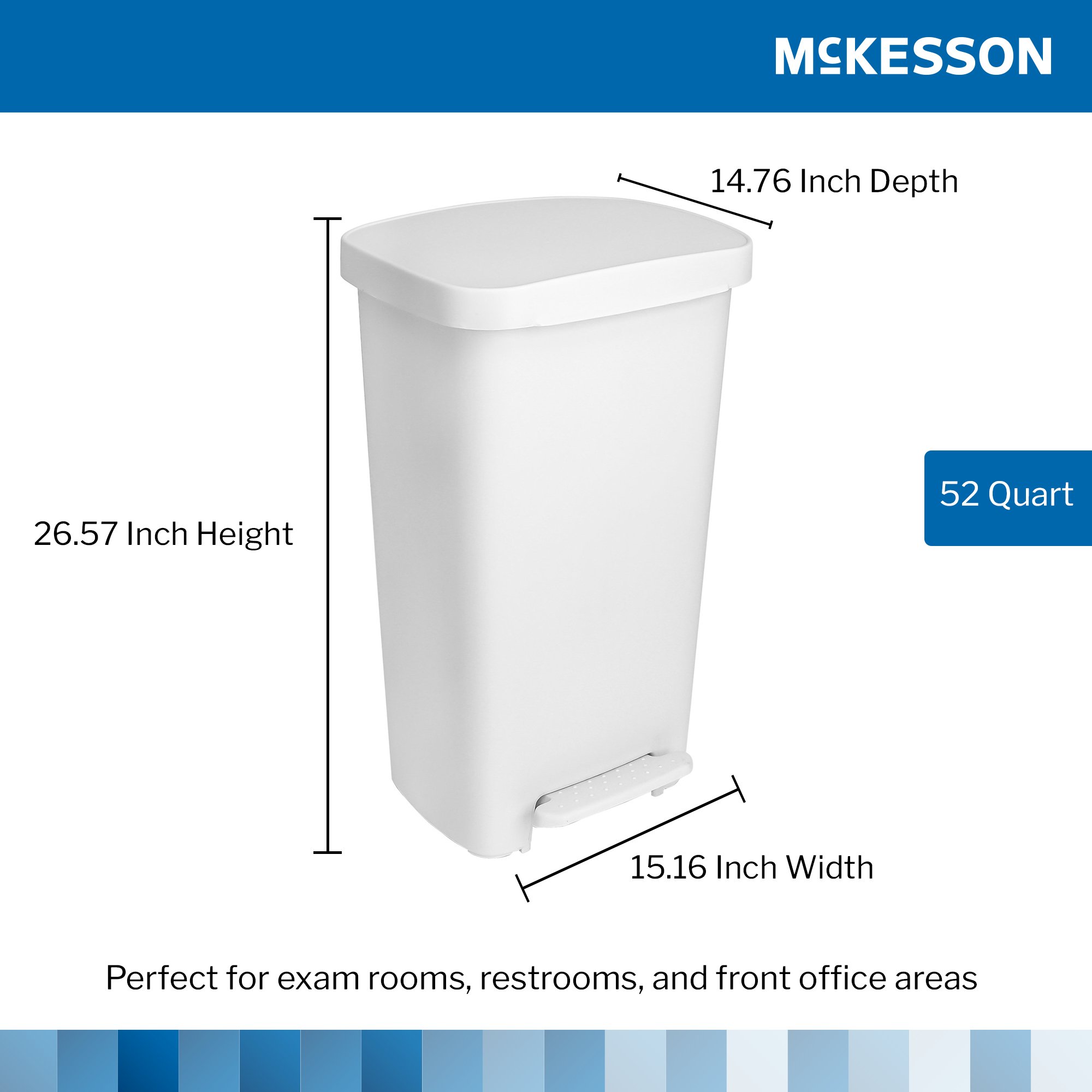McKesson Brand 16-25266 - McKesson Waste Can with Step-On Pedal, White, 15.16 x 14.76 x 26.57 Inch - 1/Each, 1/Case