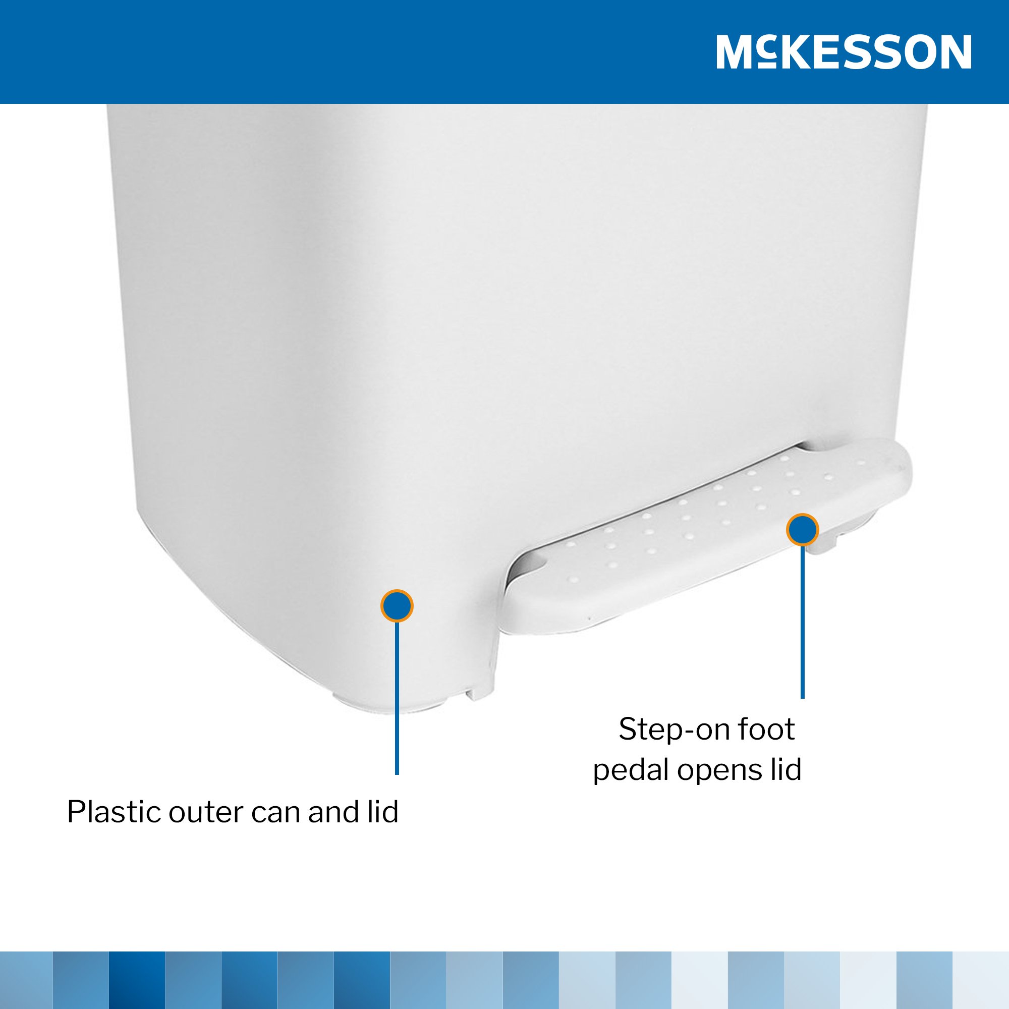 McKesson Brand 16-25266 - McKesson Waste Can with Step-On Pedal, White, 15.16 x 14.76 x 26.57 Inch - 1/Each, 1/Case