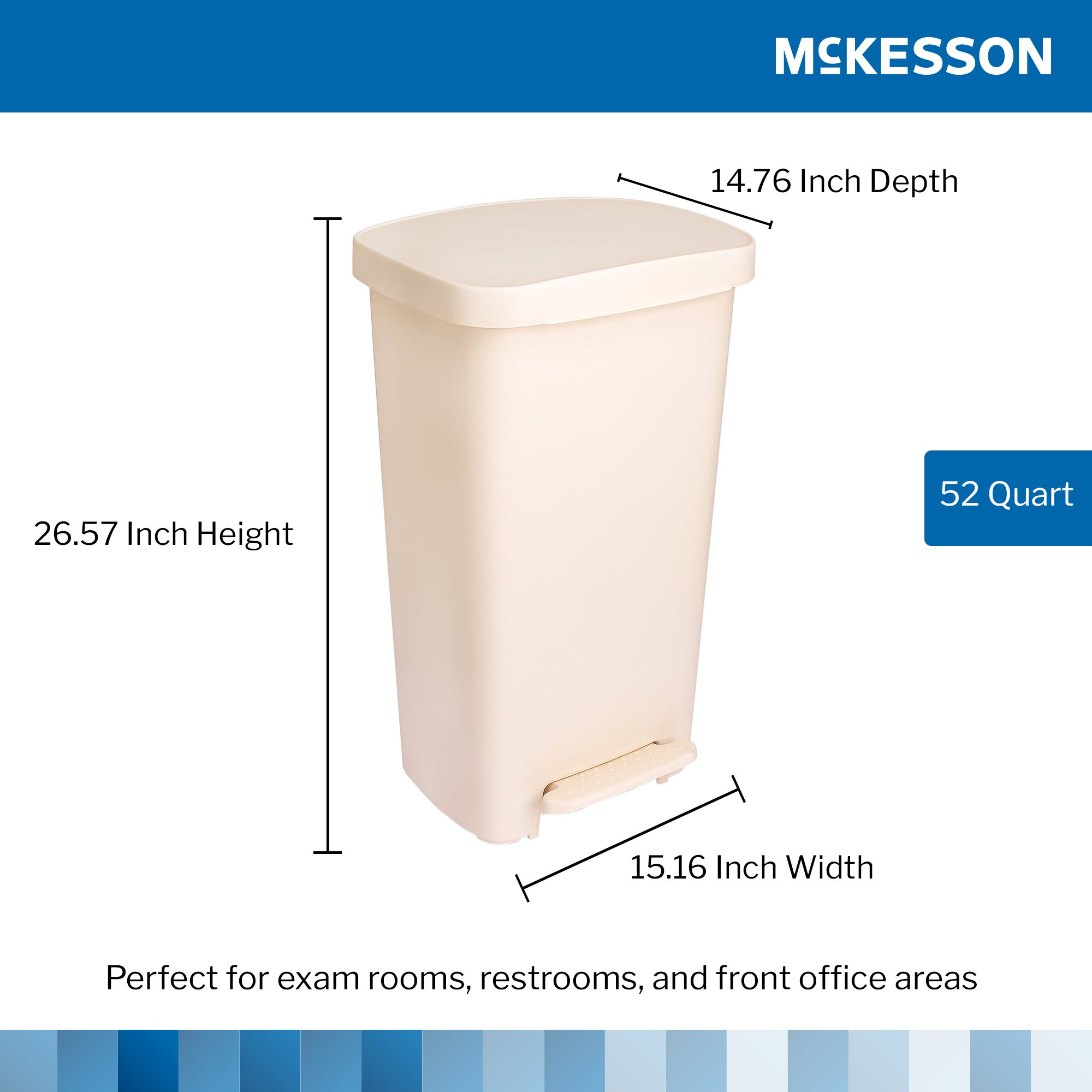 McKesson Brand 16-25268 - McKesson Waste Can with Step-On Pedal, Beige, 15.16 x 14.76 x 26.57 Inch - 1/Each, 1/Case
