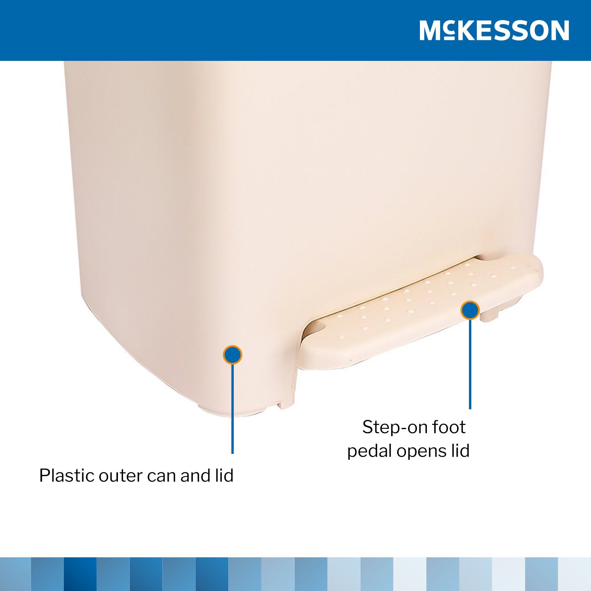McKesson Brand 16-25268 - McKesson Waste Can with Step-On Pedal, Beige, 15.16 x 14.76 x 26.57 Inch - 1/Each, 1/Case