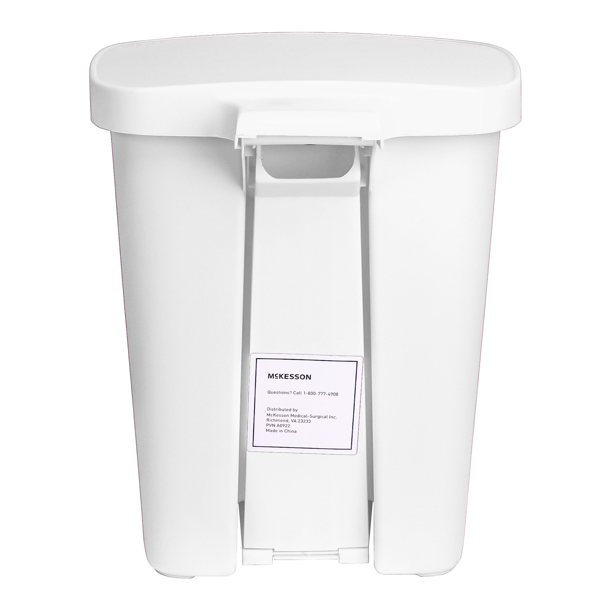 McKesson Brand 16-25269 - McKesson Waste Can with Step-On Pedal, Plastic, White, 14.37 x 15.16 x 18.9 Inch - 1/Each, 1/Case