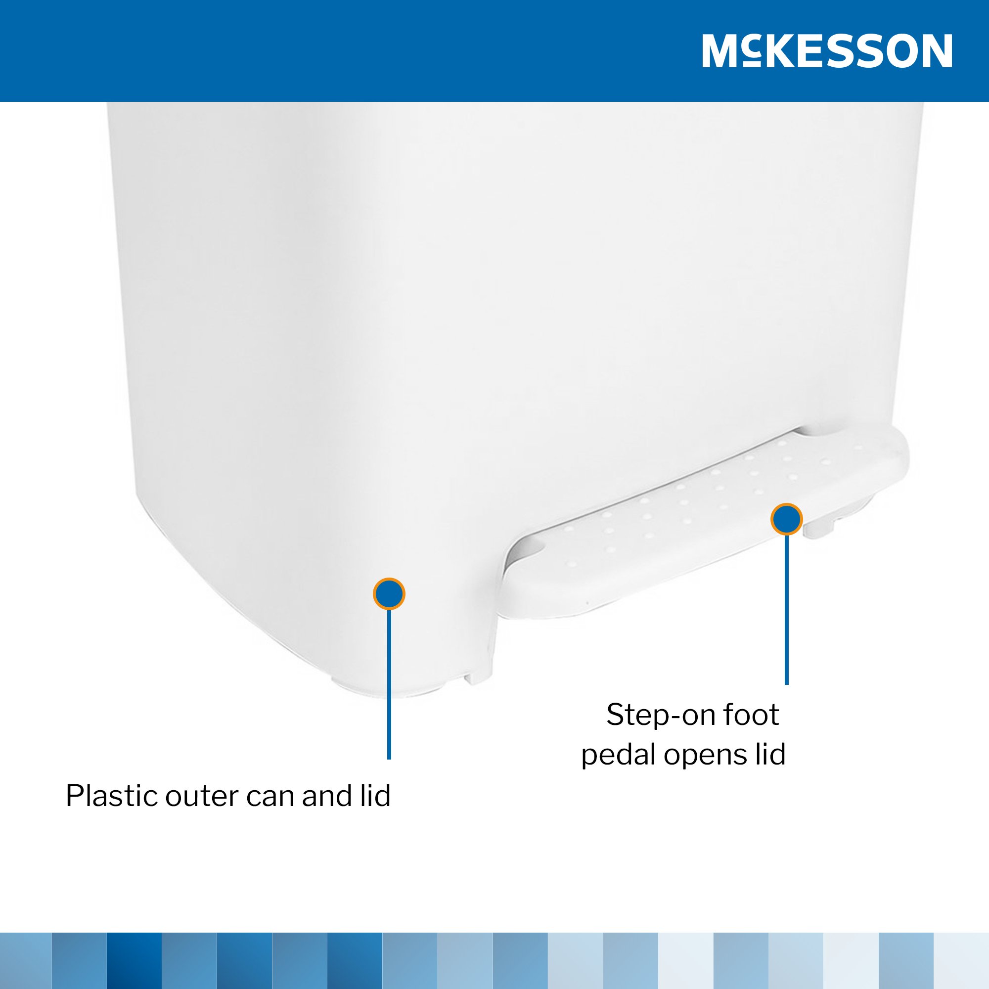 McKesson Brand 16-25269 - McKesson Waste Can with Step-On Pedal, Plastic, White, 14.37 x 15.16 x 18.9 Inch - 1/Each, 1/Case