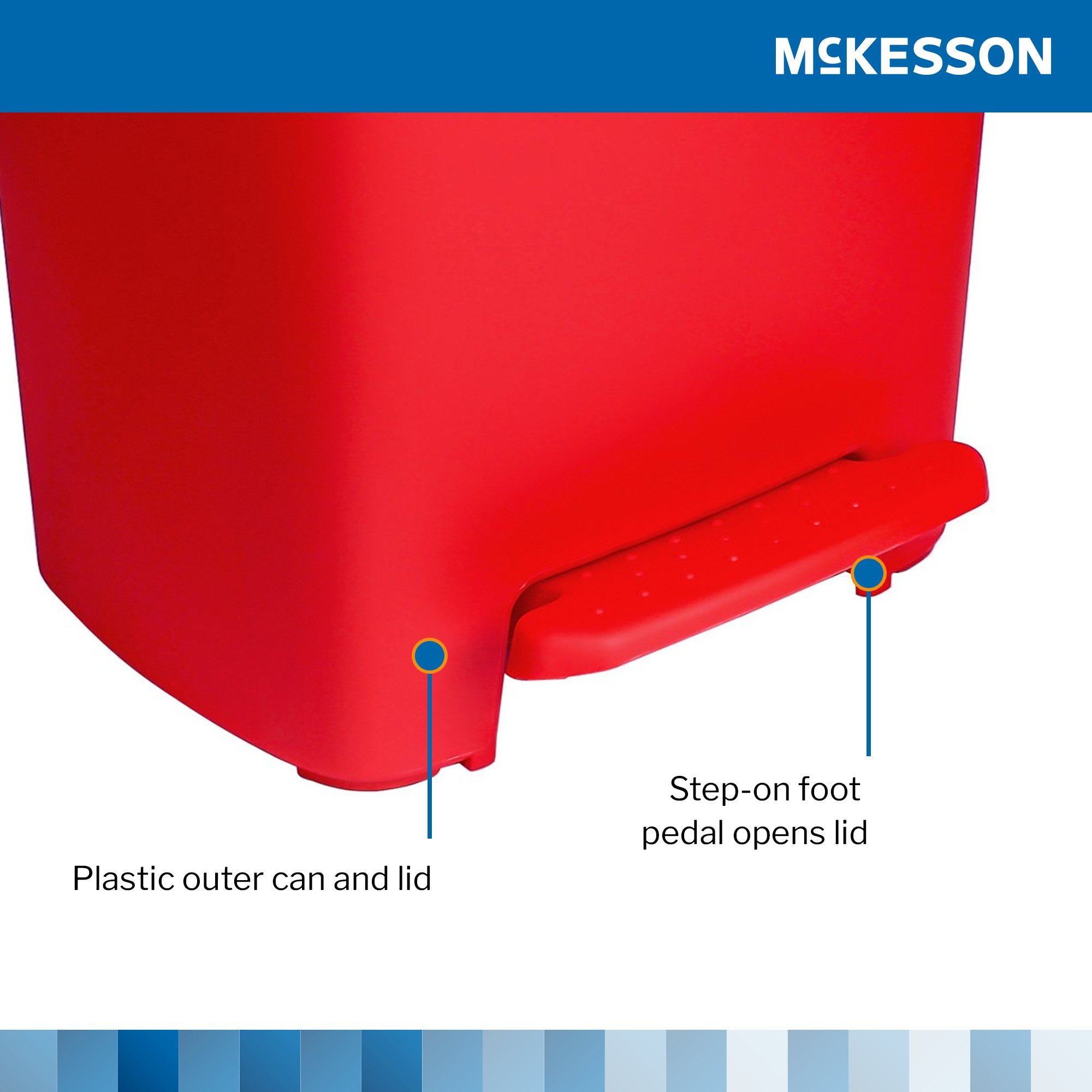 McKesson Brand 16-25270 - McKesson Waste Can with Step-On Pedal, Plastic, Red, 15.16 x 14.37 x 18.9 Inch - 1/Each, 1/Case