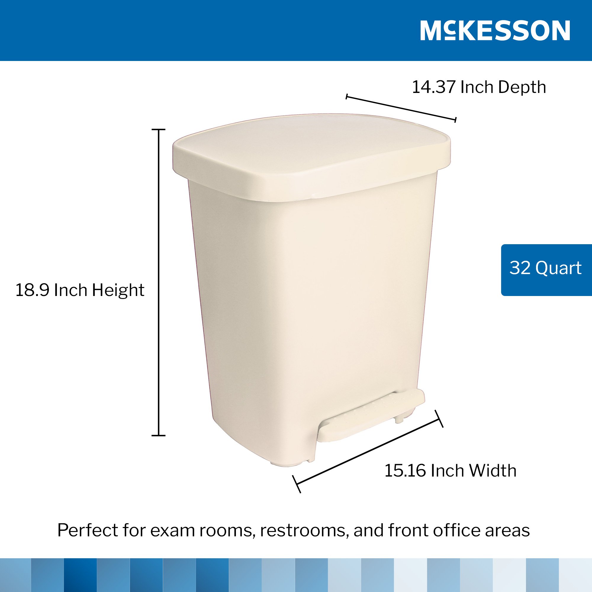 McKesson Brand 16-25271 - McKesson Waste Can with Step-On Pedal, Plastic, Beige, 15.16 x 14.37 x 18.9 Inch - 1/Each, 1/Case