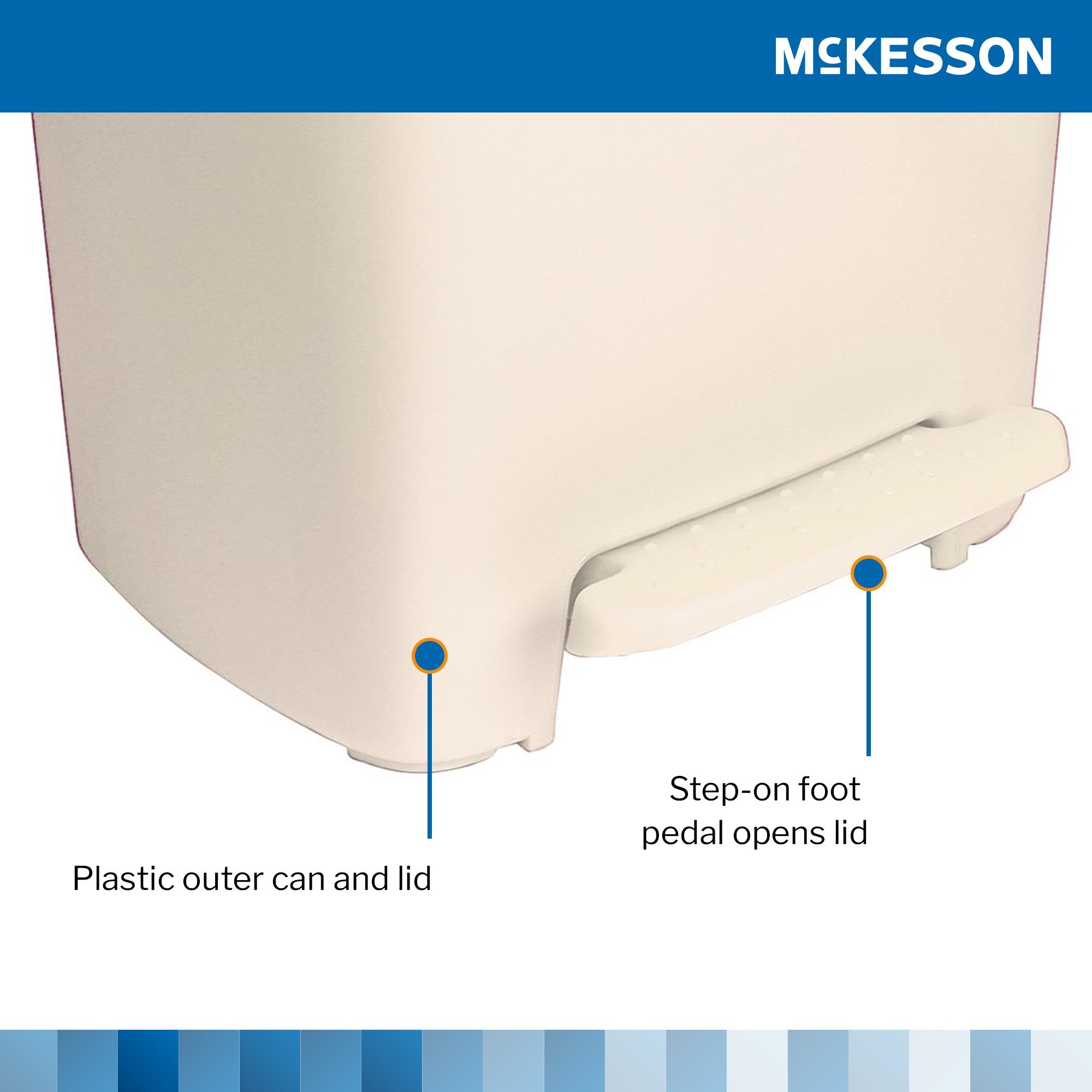 McKesson Brand 16-25271 - McKesson Waste Can with Step-On Pedal, Plastic, Beige, 15.16 x 14.37 x 18.9 Inch - 1/Each, 1/Case
