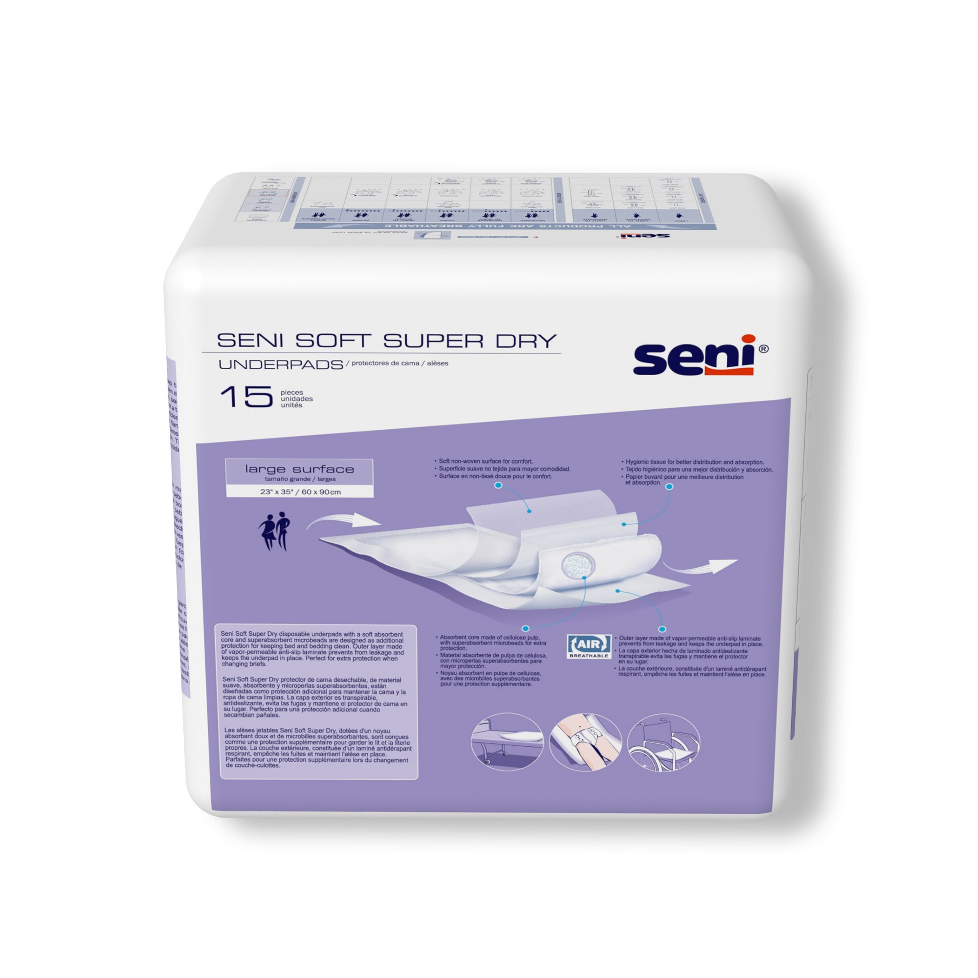TZMO USA Inc S-0315-UD1 - Seni® Soft Super Dry Underpads, Level 3 Absorbency - 15/Pack, 60/Case
