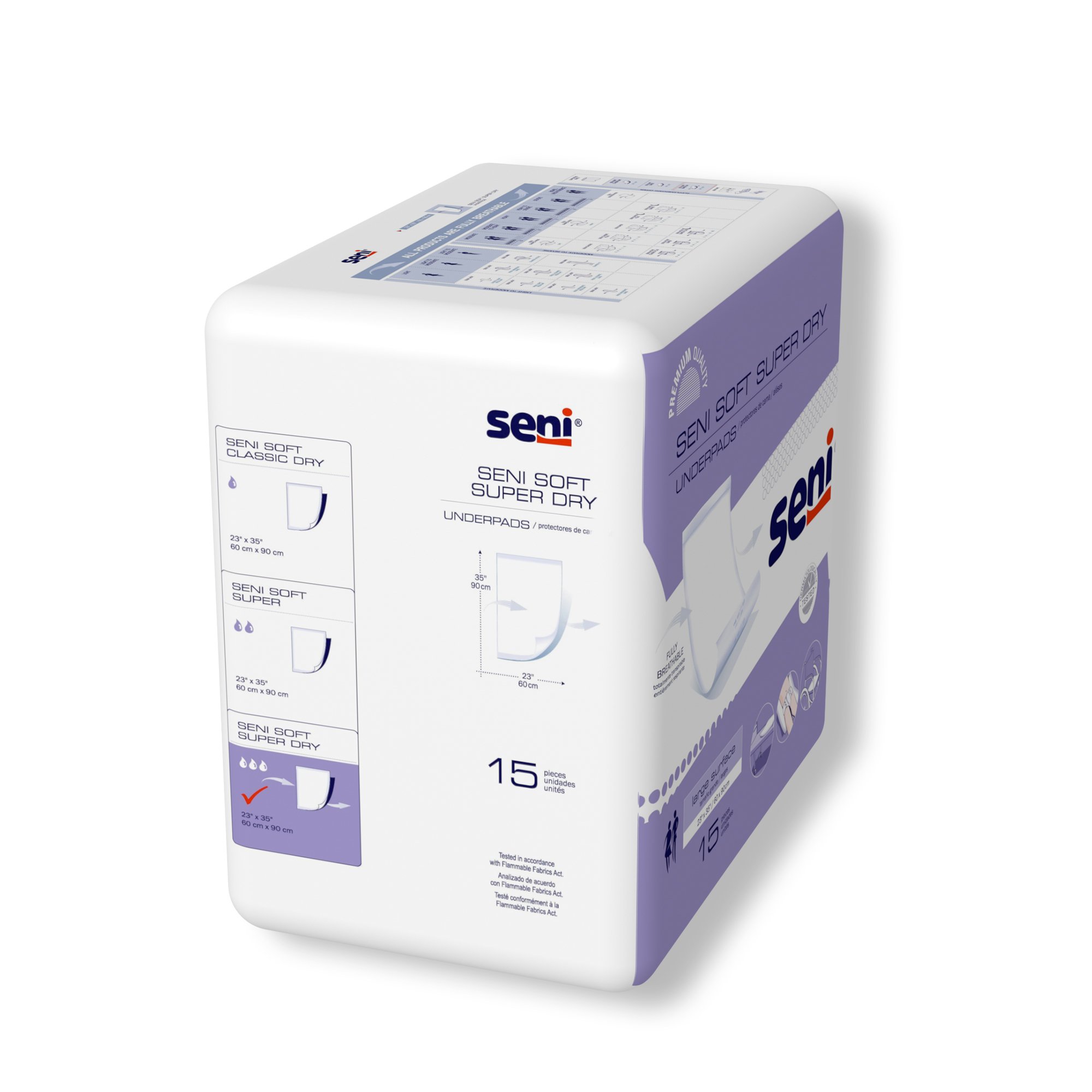 TZMO USA Inc S-0315-UD1 - Seni® Soft Super Dry Underpads, Level 3 Absorbency - 15/Pack, 60/Case