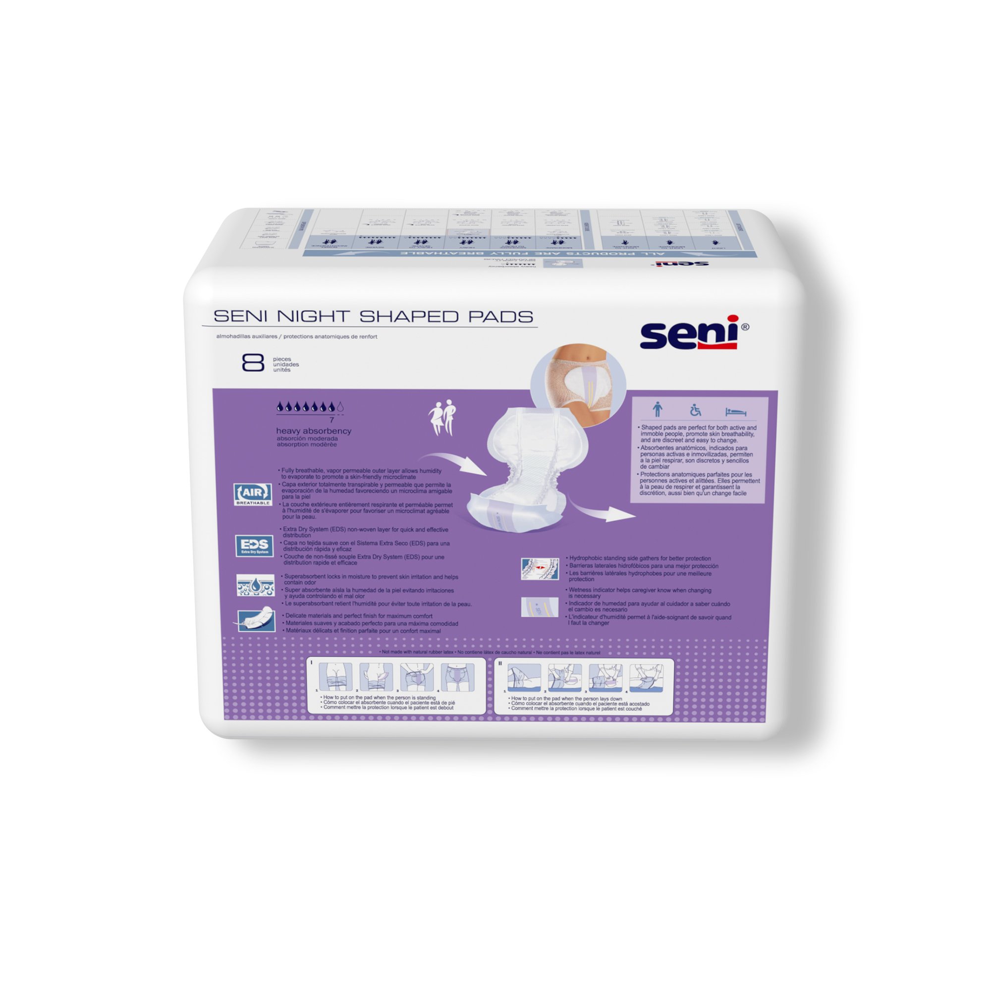 TZMO USA Inc S-PL08-PS1 - Seni® Night Shaped Pads - 8/Pack, 48/Case