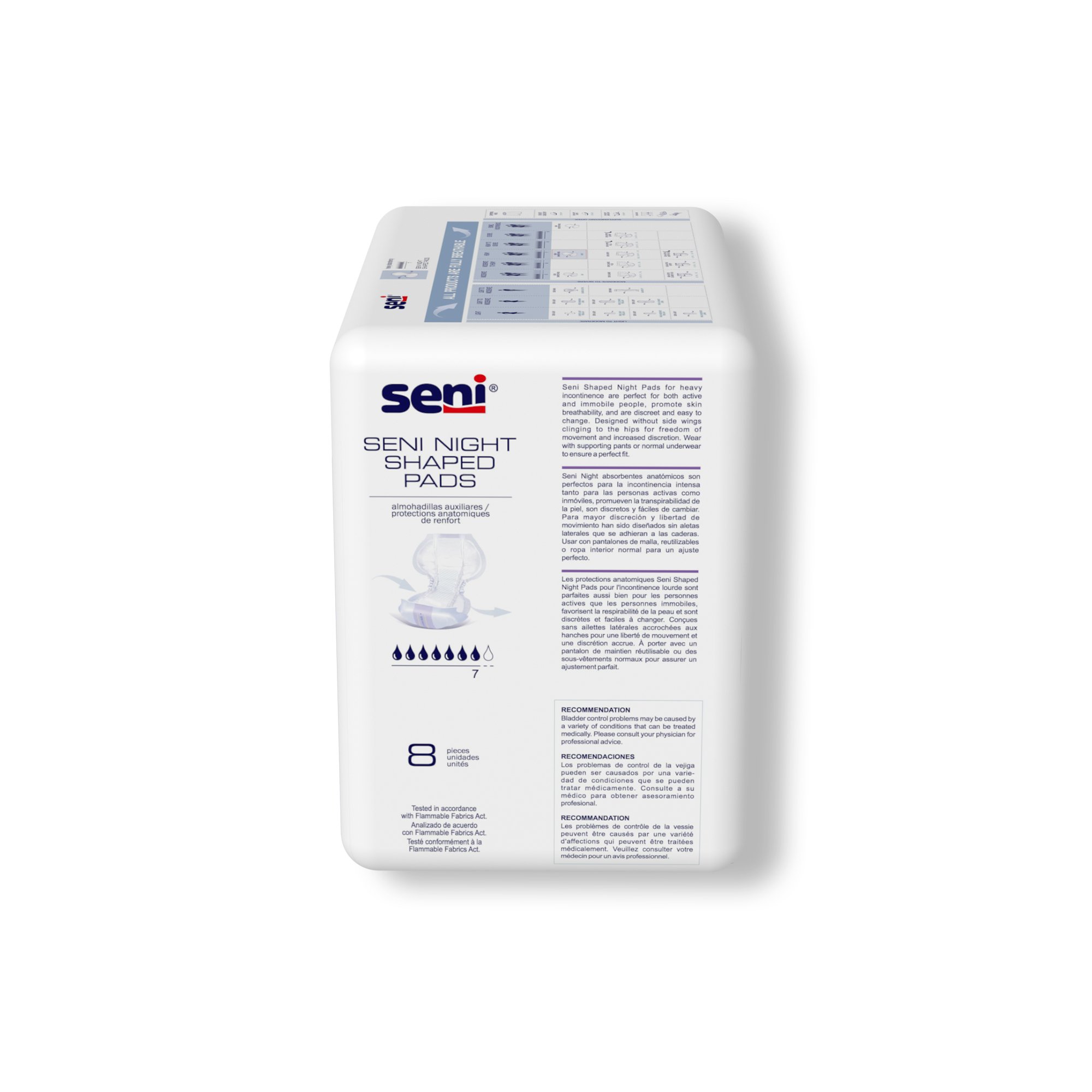 TZMO USA Inc S-PL08-PS1 - Seni® Night Shaped Pads - 8/Pack, 48/Case