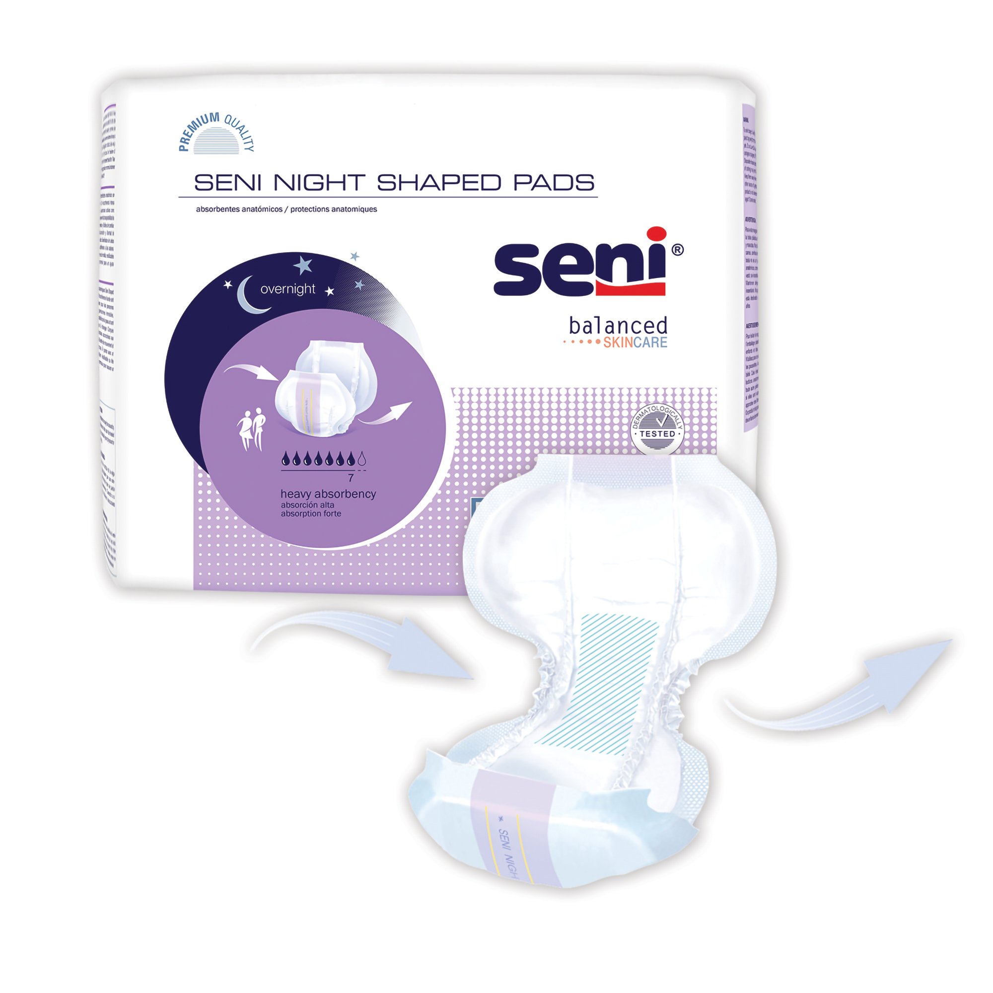 TZMO USA Inc S-PL08-PS1 - Seni® Night Shaped Pads - 8/Pack, 48/Case