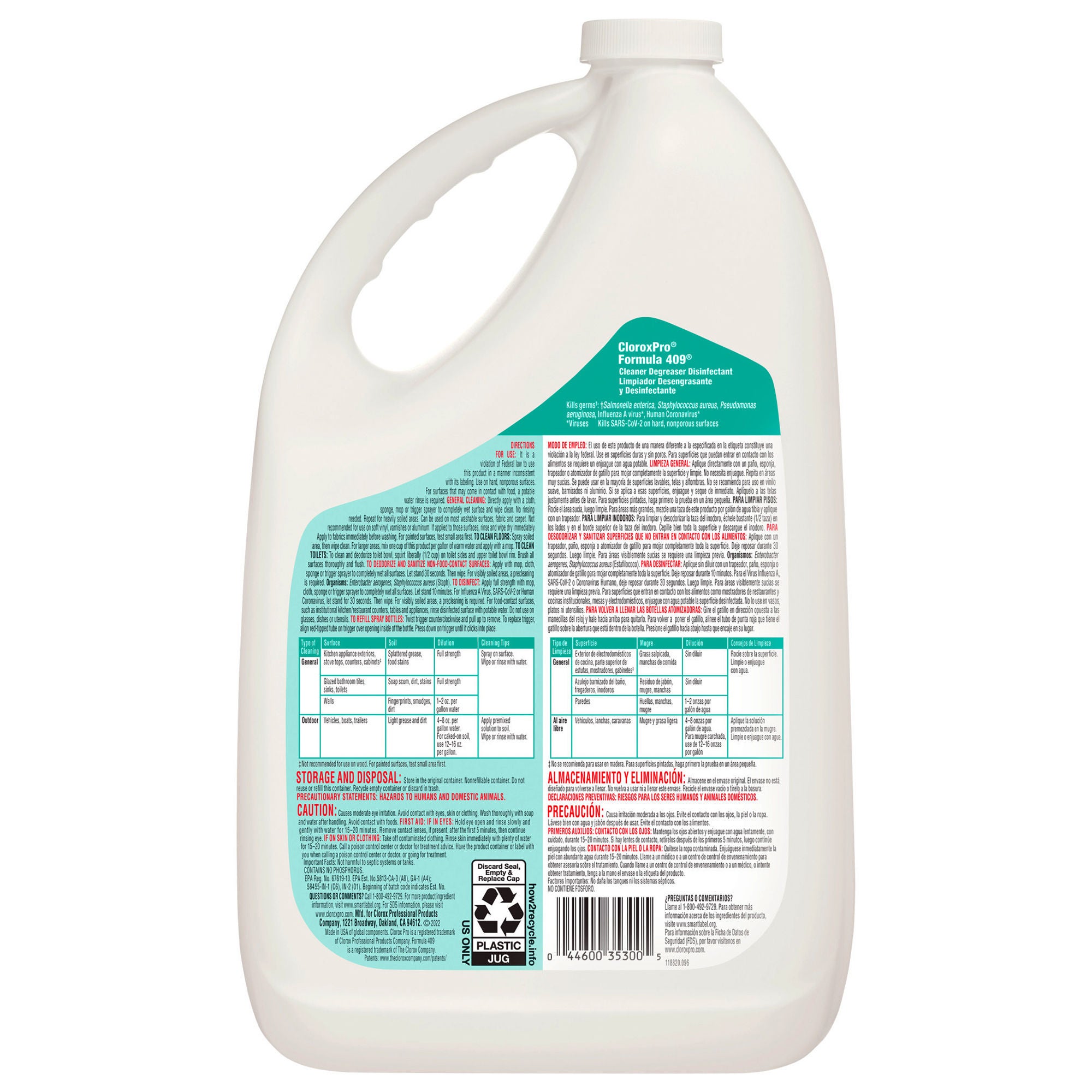 The Clorox Company - 35300 Surface Disinfectant Cleaner / Degreaser Formula 409® Ammoniated Manual Pour Liquid 1 gal. Jug Citrus Floral Scent NonSterile