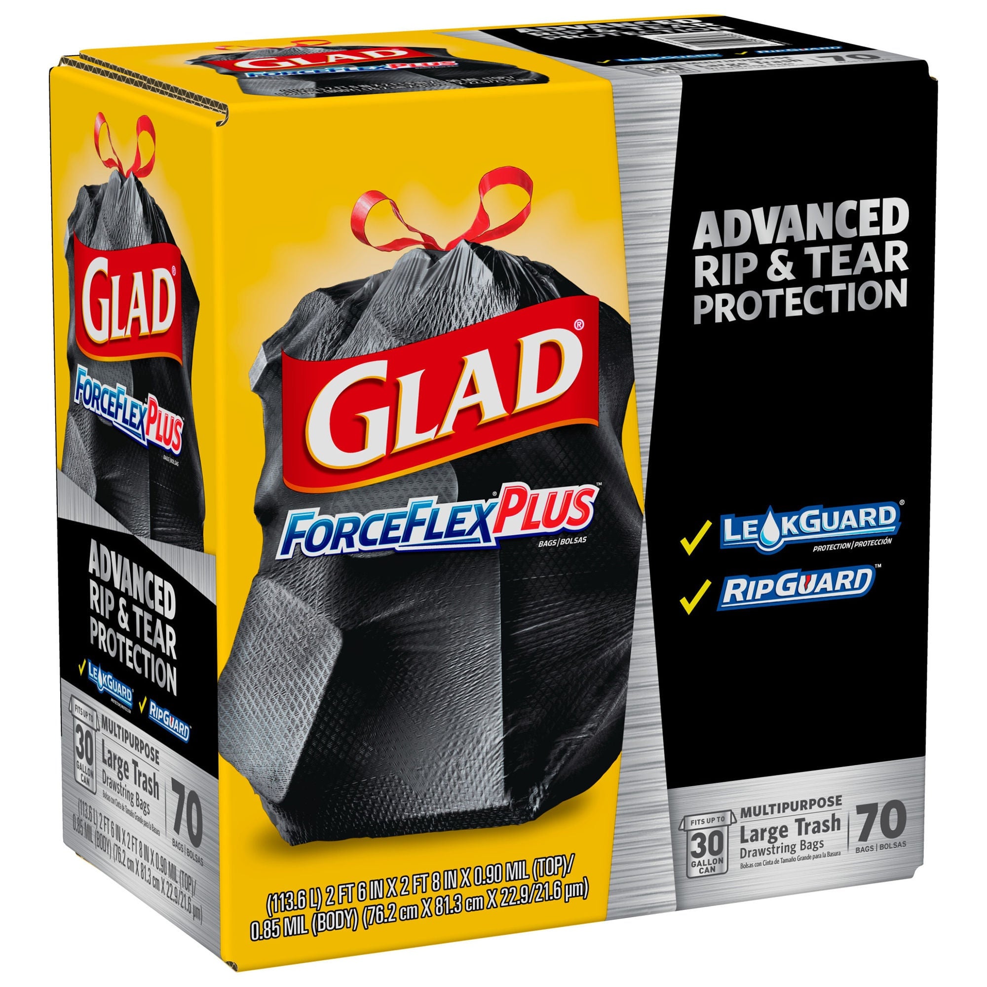 The Clorox Company - 70358 Trash Bag Glad® ForceFlex™ Plus 30 gal. 1.05 mil 30 X 32 Inch Black Dispenser Box