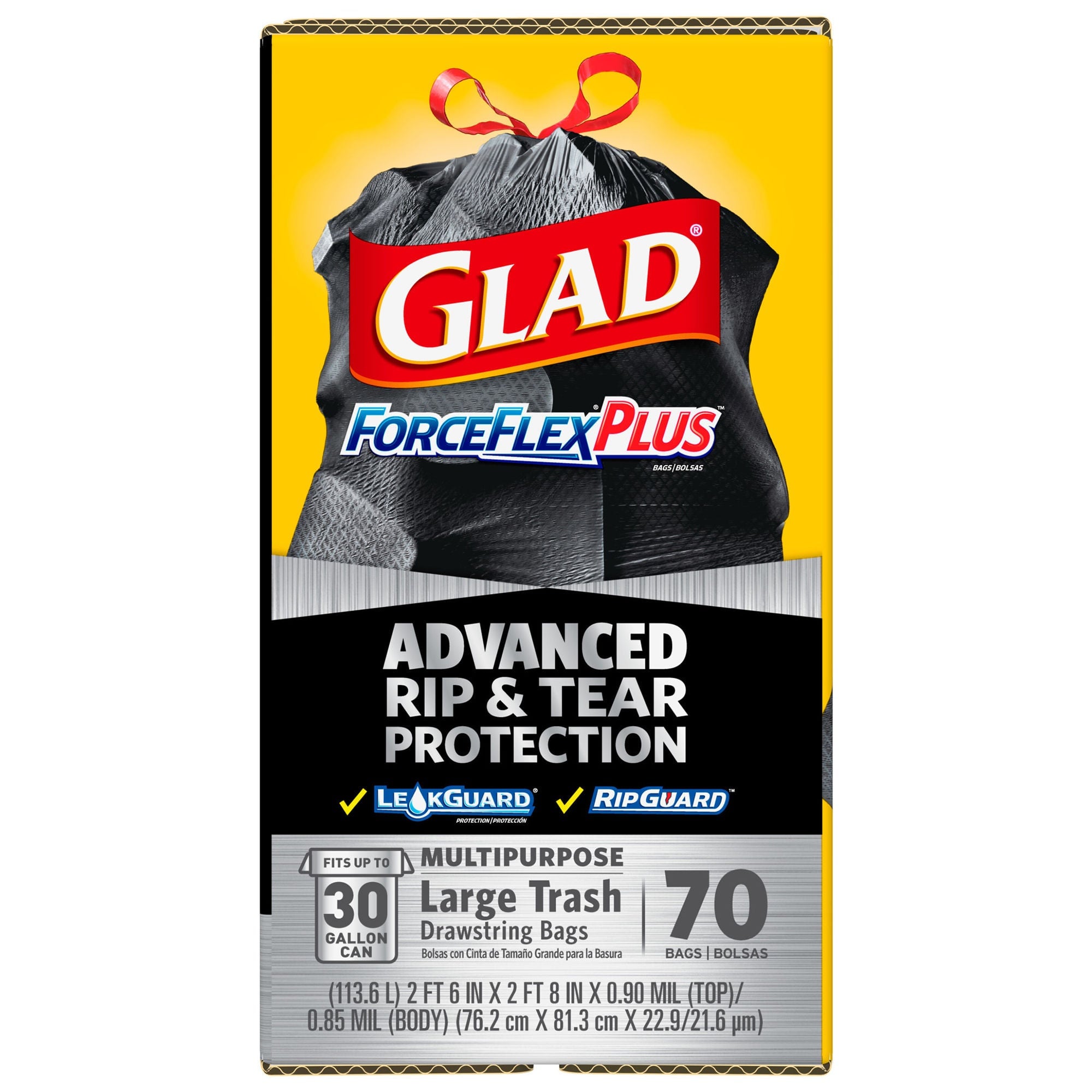 The Clorox Company - 70358 Trash Bag Glad® ForceFlex™ Plus 30 gal. 1.05 mil 30 X 32 Inch Black Dispenser Box