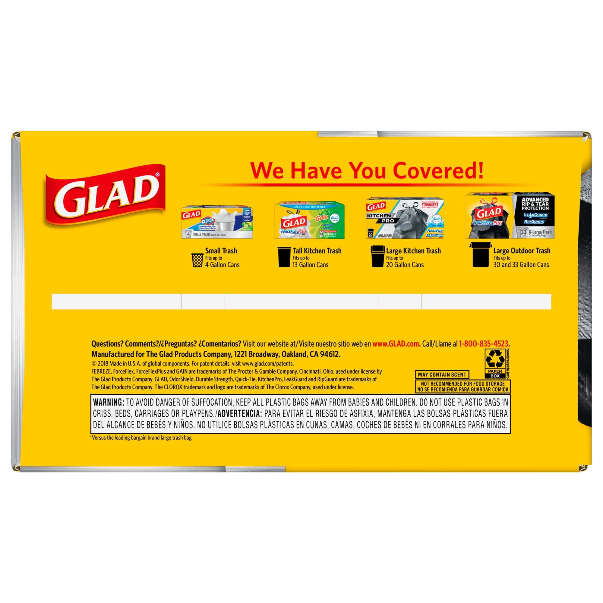 The Clorox Company - 70358 Trash Bag Glad® ForceFlex™ Plus 30 gal. 1.05 mil 30 X 32 Inch Black Dispenser Box
