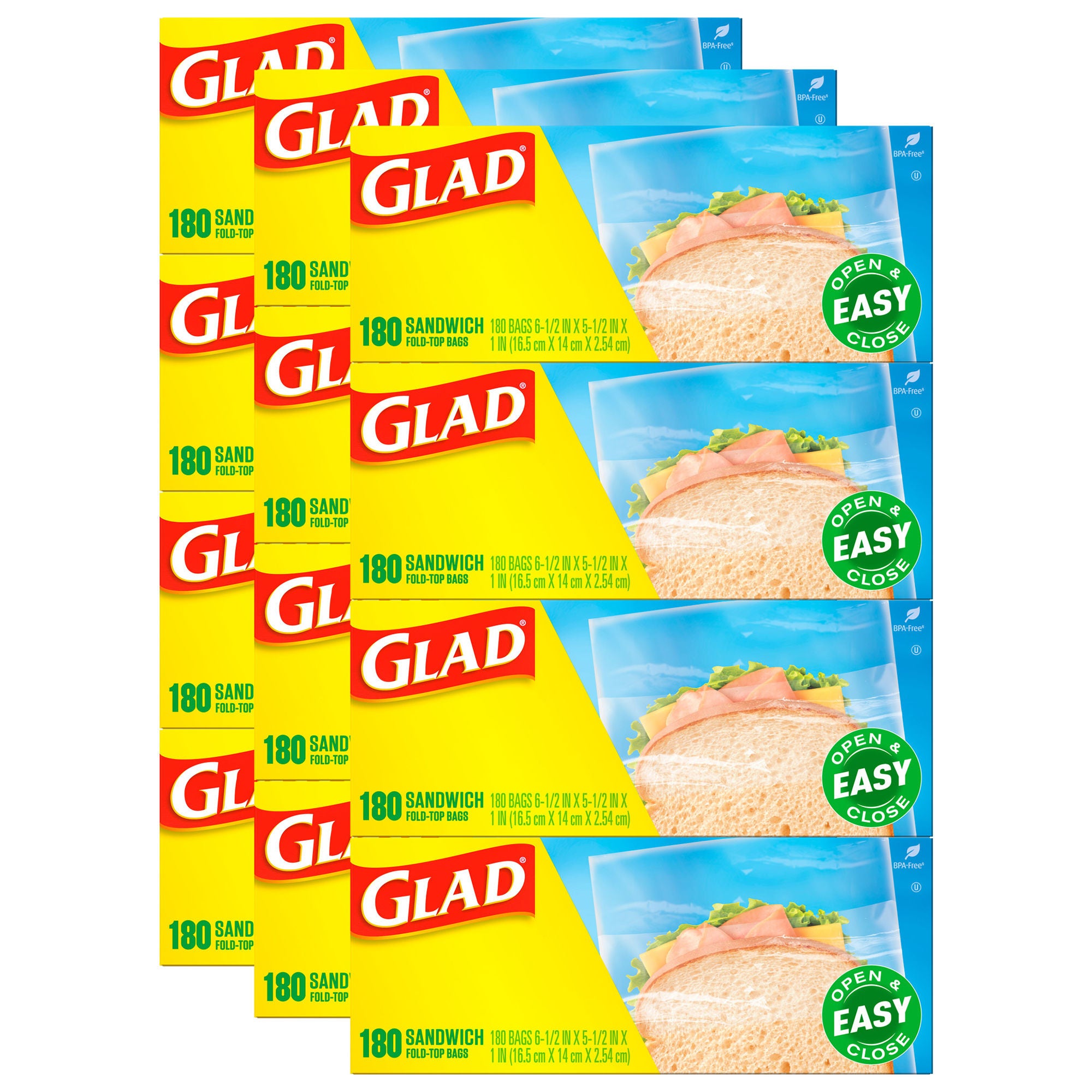 The Clorox Company - 60771 Reclosable Bag Glad® Sandwich 1 X 5-1/2 X 6-1/2 Inch Plastic Clear Fold Top Closure