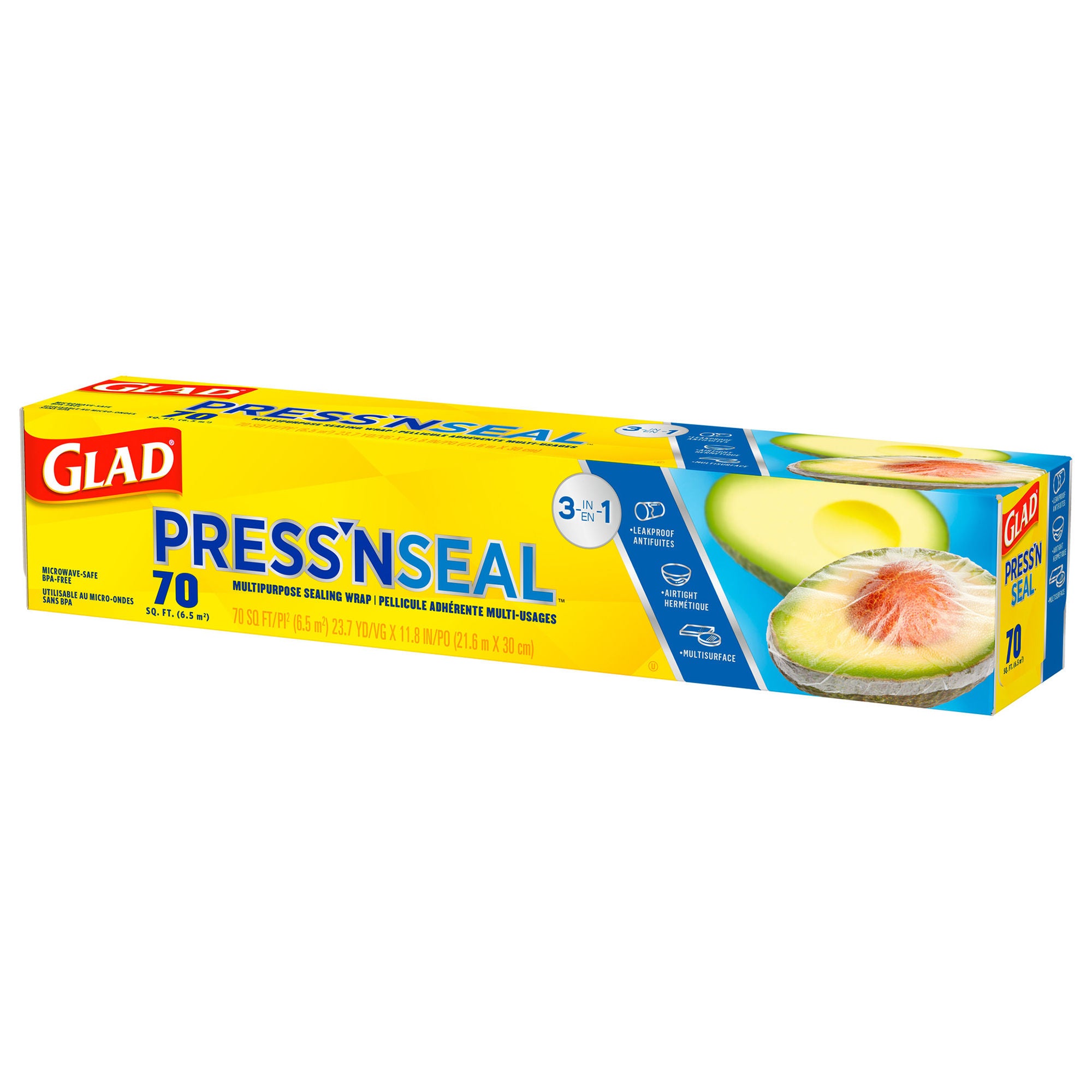 The Clorox Company - 70441 Plastic Food Wrap Glad® Press N Seal 70 Square Feet For use with Food Containers