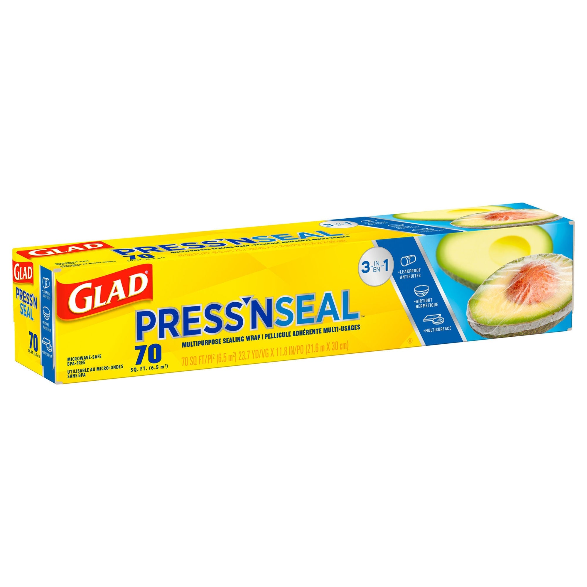 The Clorox Company - 70441 Plastic Food Wrap Glad® Press N Seal 70 Square Feet For use with Food Containers