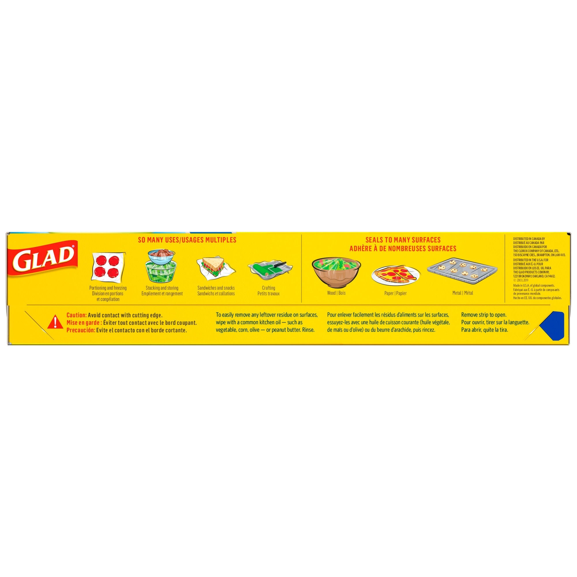 The Clorox Company - 70441 Plastic Food Wrap Glad® Press N Seal 70 Square Feet For use with Food Containers