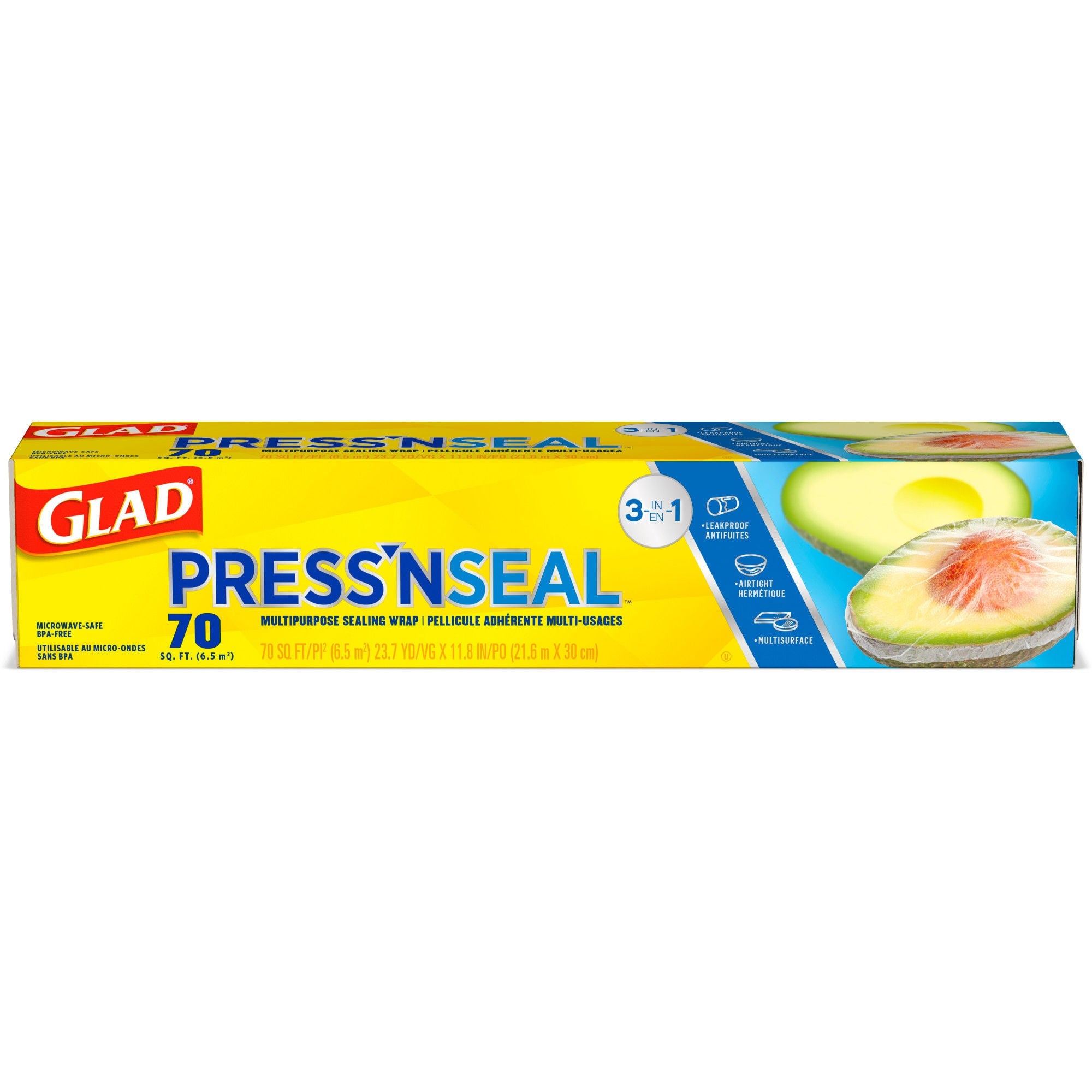 The Clorox Company - 70441 Plastic Food Wrap Glad® Press N Seal 70 Square Feet For use with Food Containers