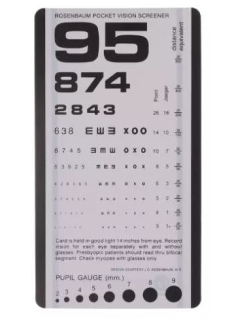 Wilson Ophthalmic Corp - 1073787 Eye Chart Rosenbaum 14 Inch Acuity Test