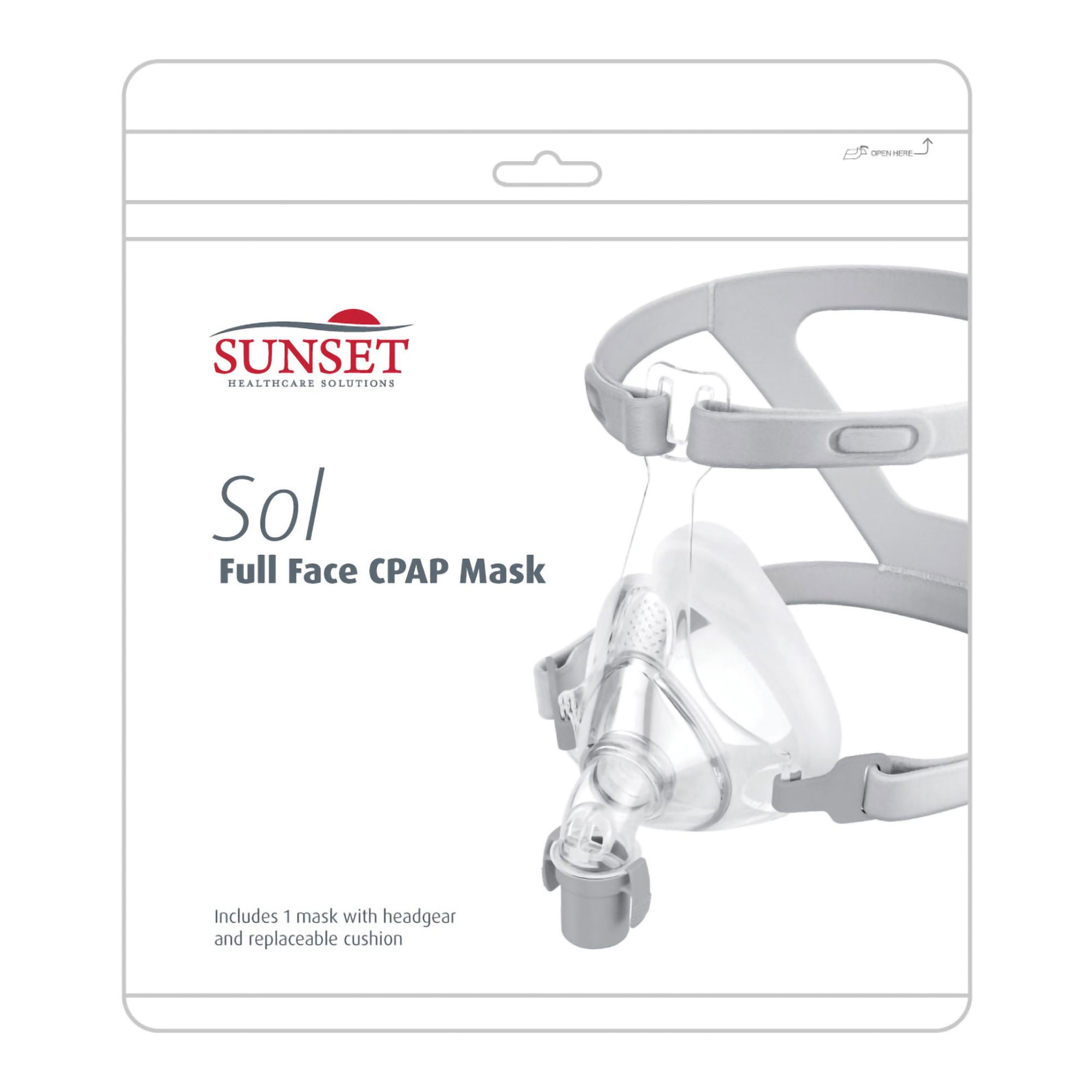 Sunset Healthcare - CM205L CPAP Mask Kit CPAP Cushion Sunset Sol Full Face Style Large Adult