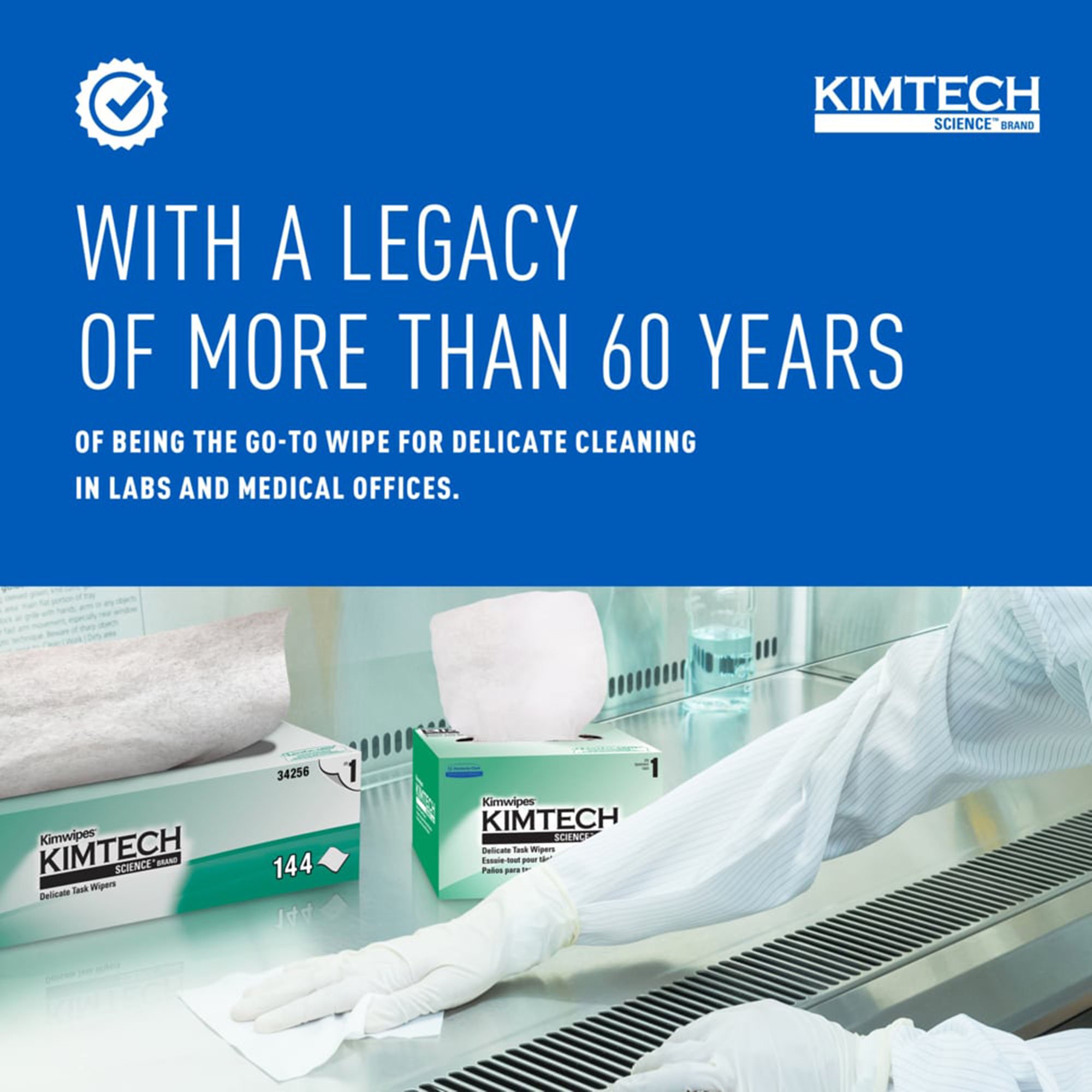 Kimberly Clark 34155 - Kimtech Science™ Kimwipes™ Delicate Task Wipes, 1 Ply, 8.2 x 4.39 in - 286/Box, 17160/Case