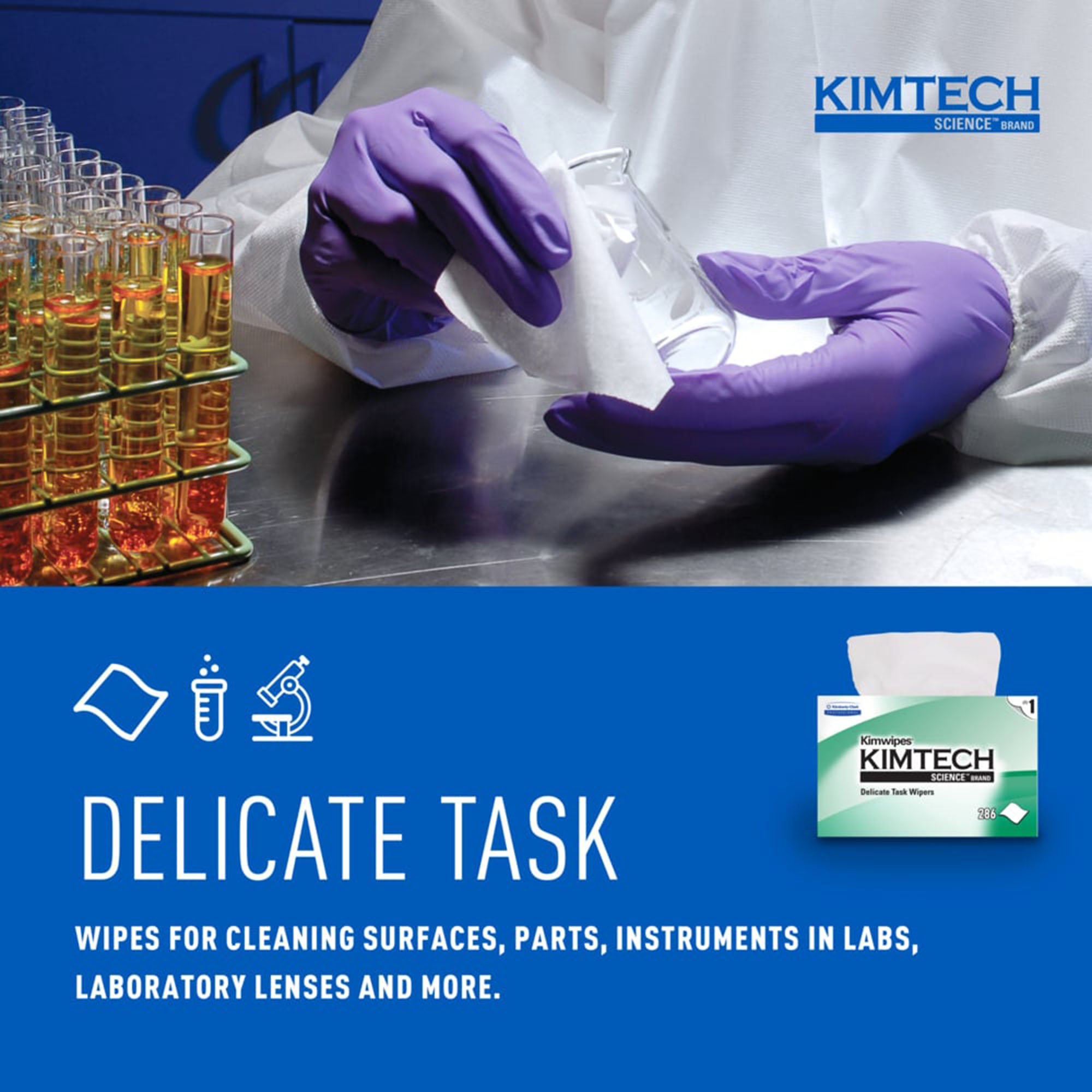 Kimberly Clark 34155 - Kimtech Science™ Kimwipes™ Delicate Task Wipes, 1 Ply, 8.2 x 4.39 in - 286/Box, 17160/Case