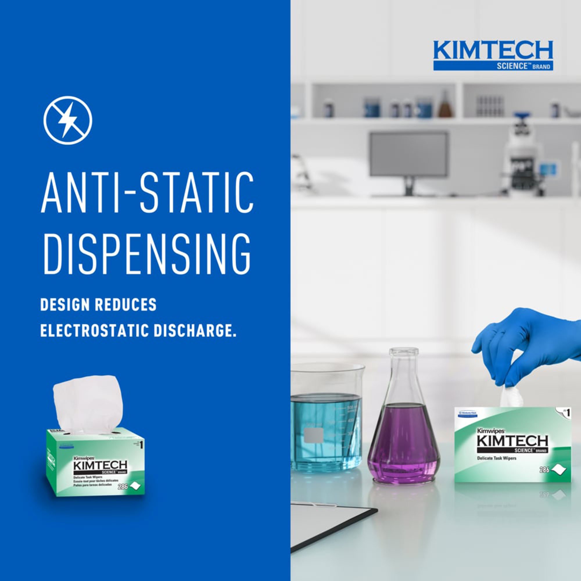 Kimberly Clark 34155 - Kimtech Science™ Kimwipes™ Delicate Task Wipes, 1 Ply, 8.2 x 4.39 in - 286/Box, 17160/Case